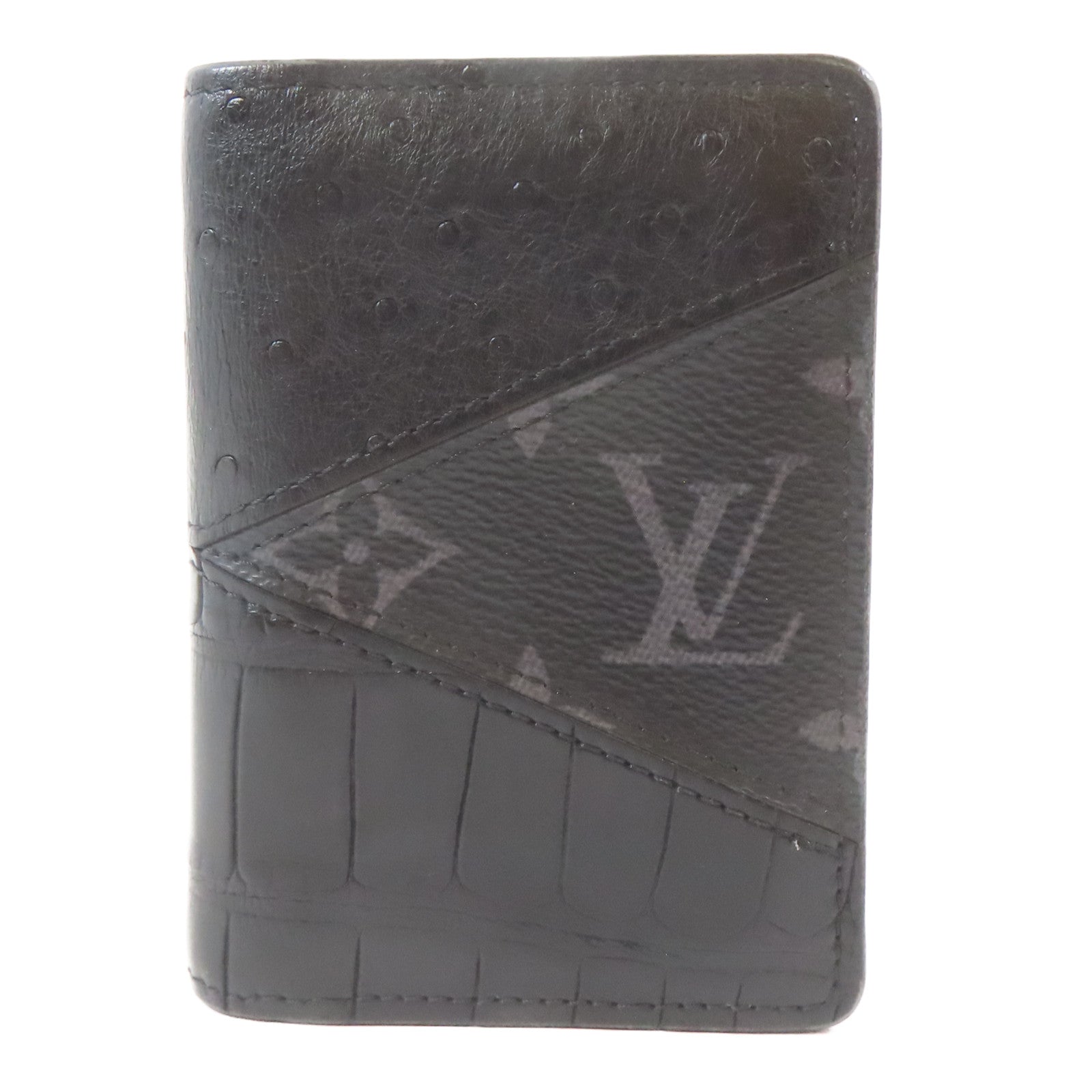 LOUIS VUITTON 牛皮皮革/鱷魚皮革/鴕鳥皮革Card Case卡片套黑色