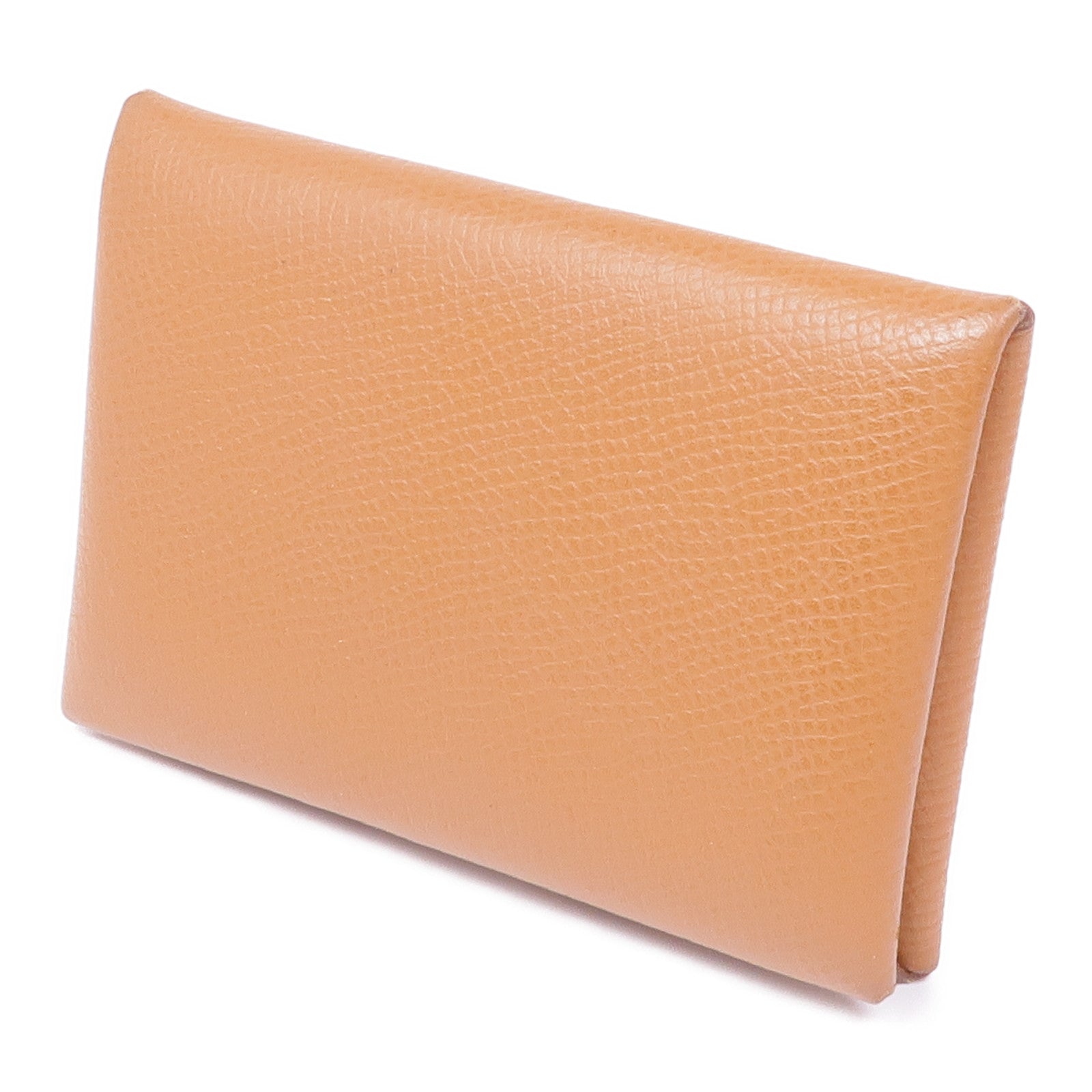 HERMES Epsom皮革Calvi Verso銀扣卡片套37 Gold