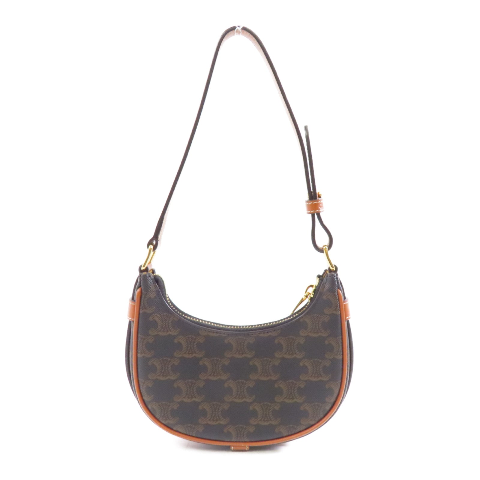 CELINE 【激減優惠】塗層帆布Ava Mini金扣手挽袋棕色
