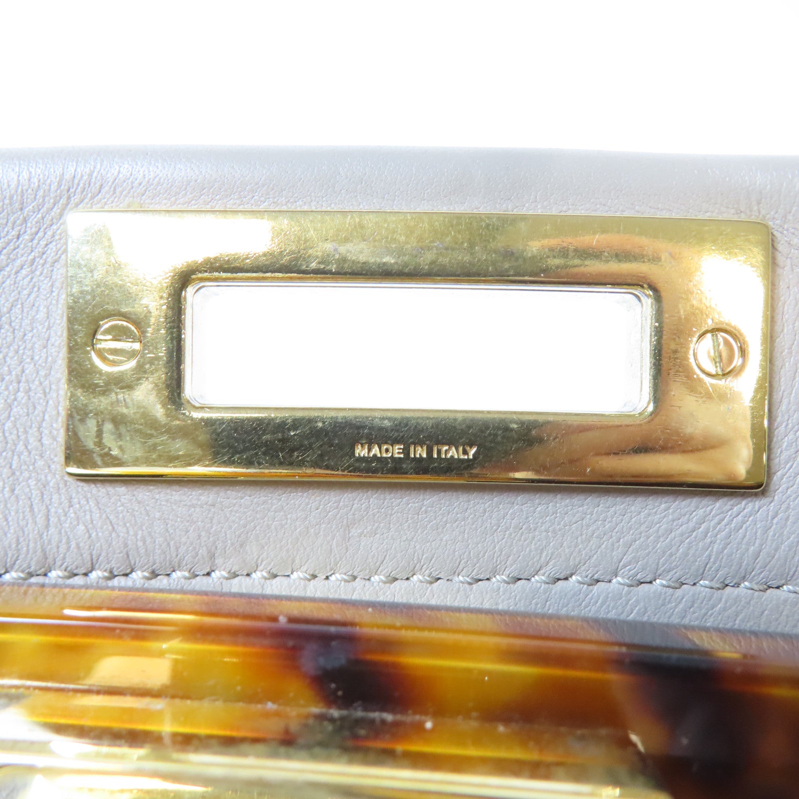FENDI 牛皮皮革Peekaboo金扣肩背袋啡色