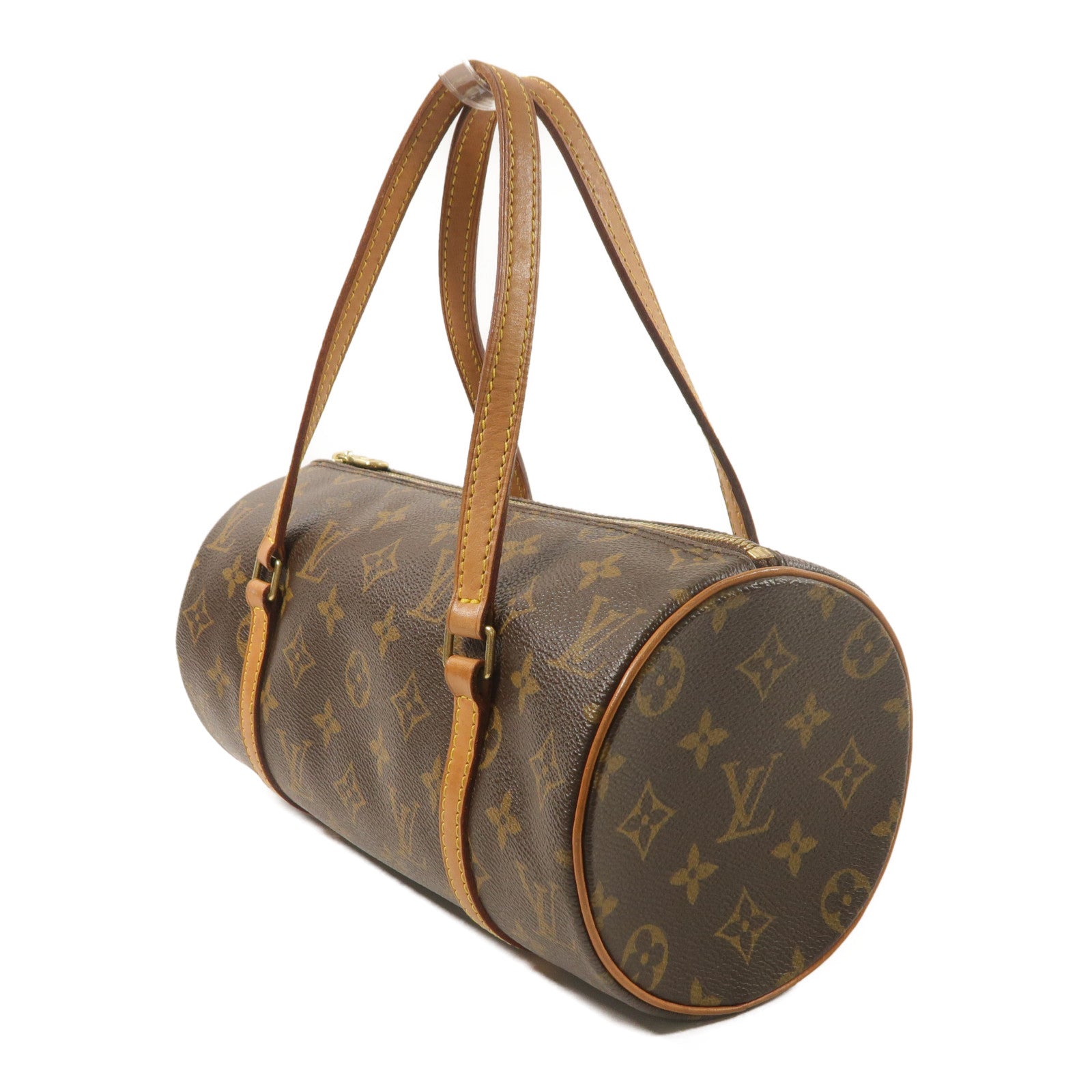 LOUIS VUITTON Monogram Papillon金扣手挽袋棕色