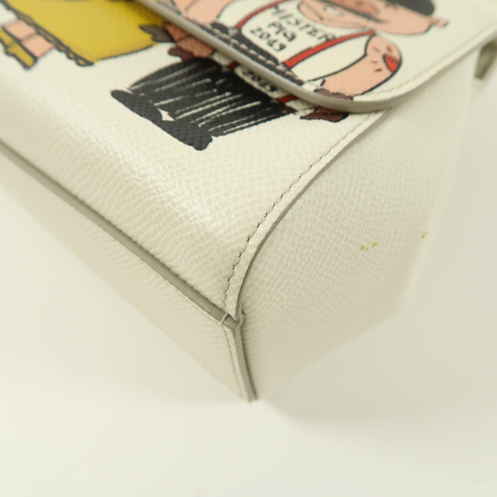 D&G 皮革2 Way Shoulder Bag Family Pig Bianco金扣手挽肩背兩用袋白色