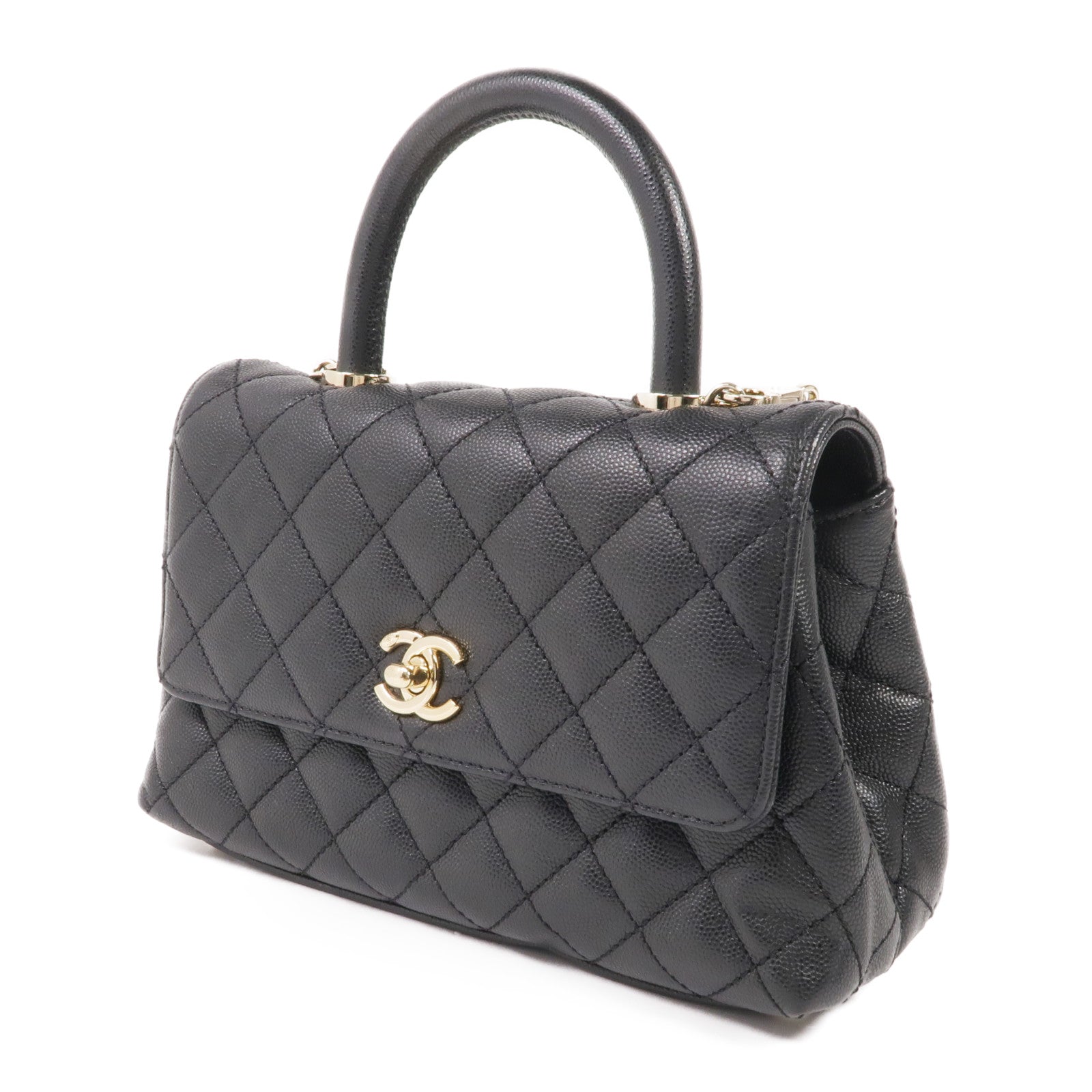 CHANEL 牛皮皮革CoCo Handle Small金扣手挽肩背兩用袋