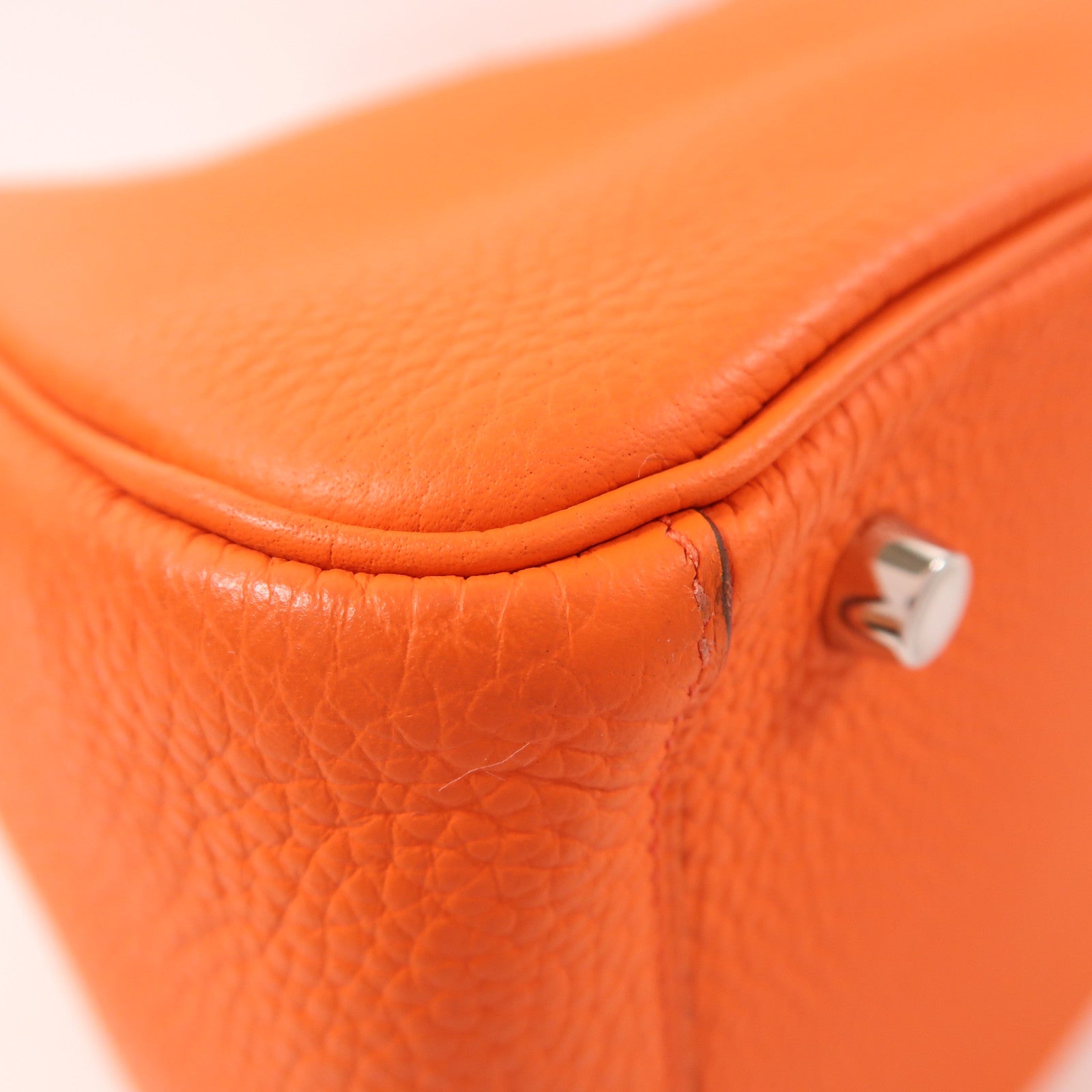 HERMES Clemence皮革Lindy 30銀扣手挽肩背兩用袋Feu