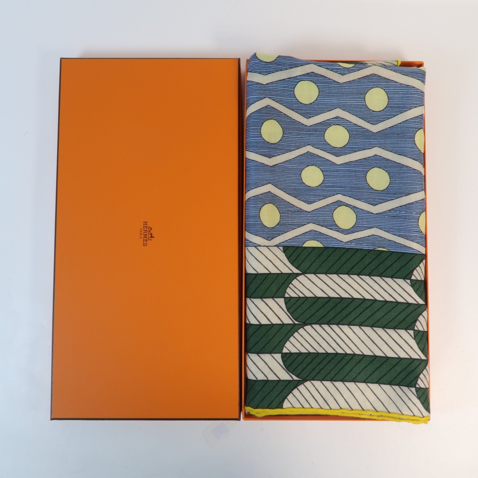 HERMES 羊絨Scarf圍巾Blue/Green