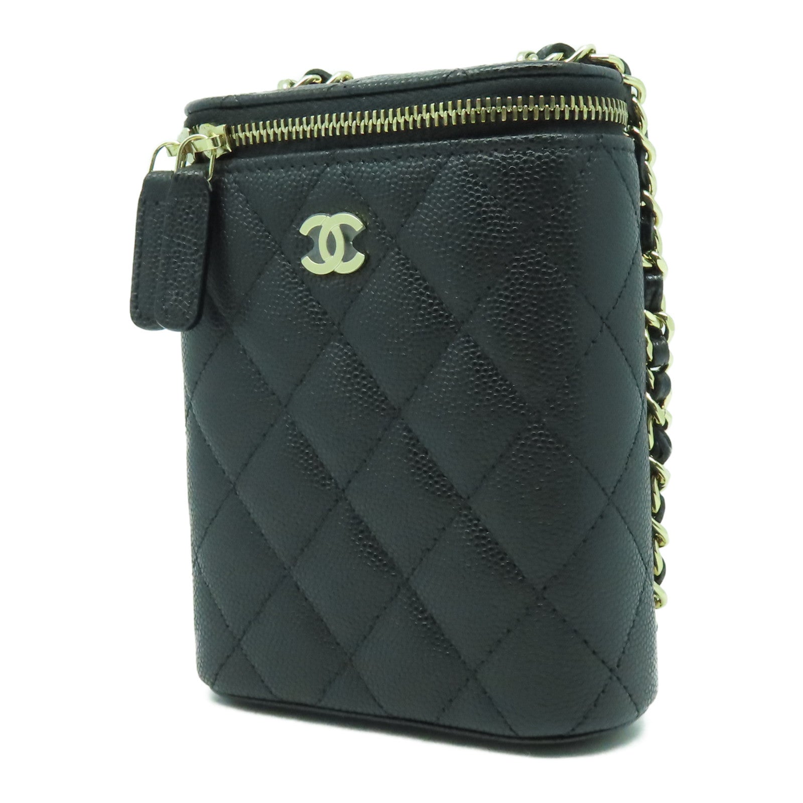 CHANEL 【激減優惠】菱格Caviar皮革Mini Cigarette Box金扣鏈帶肩背袋