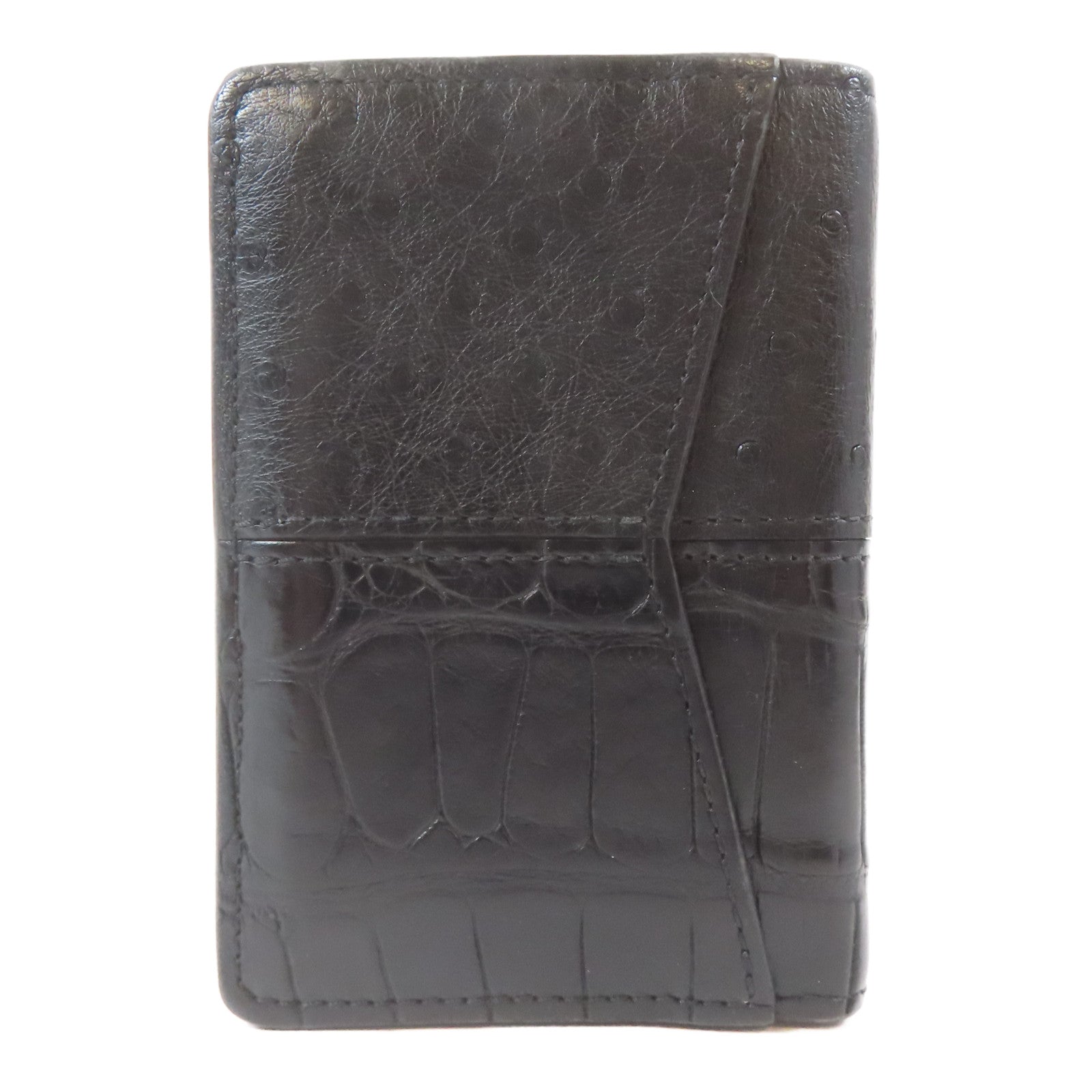 LOUIS VUITTON 牛皮皮革/鱷魚皮革/鴕鳥皮革Card Case卡片套黑色