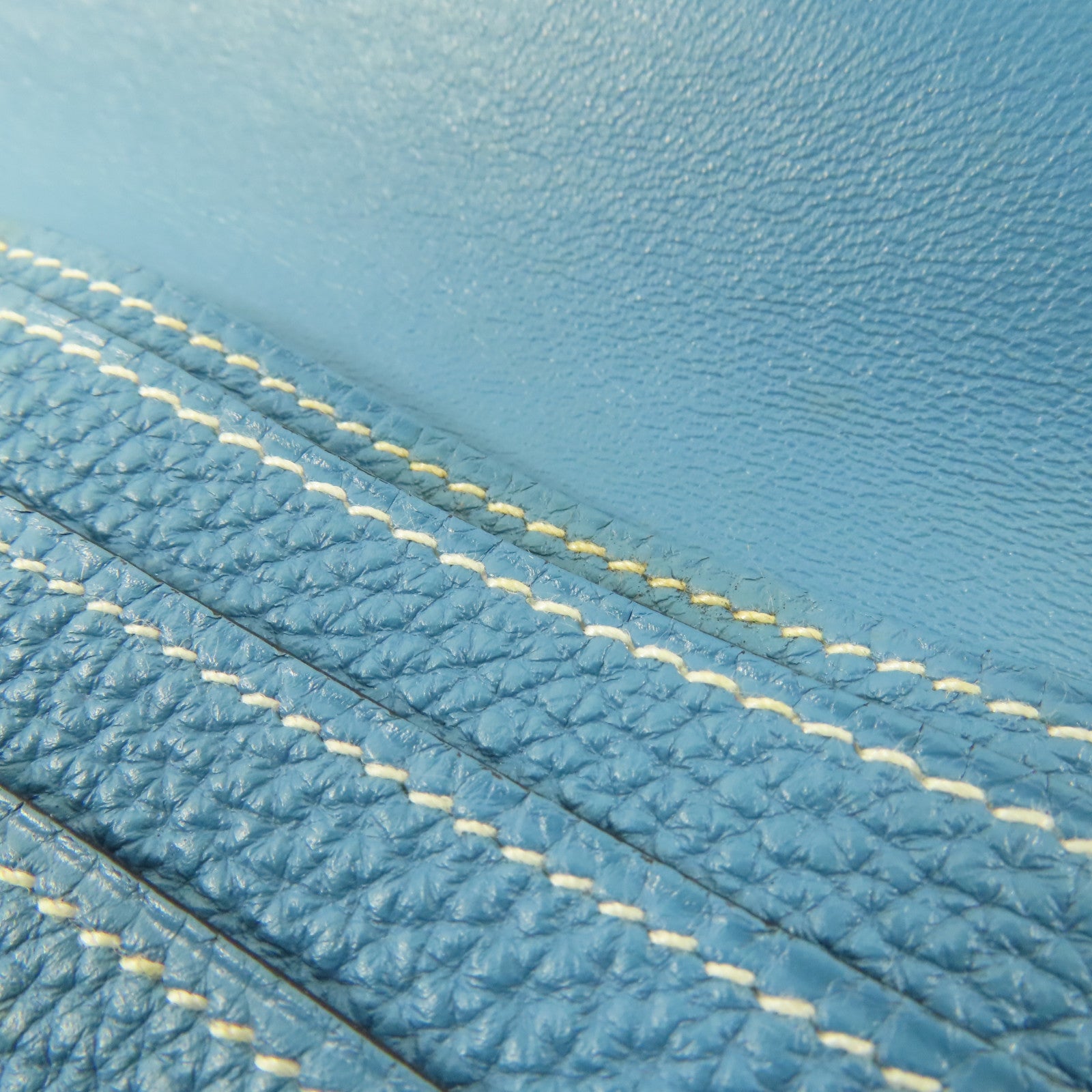 HERMES 【激減優惠】Clemence皮革Dogon MM銀扣長錢包Blue Jeans/藍色