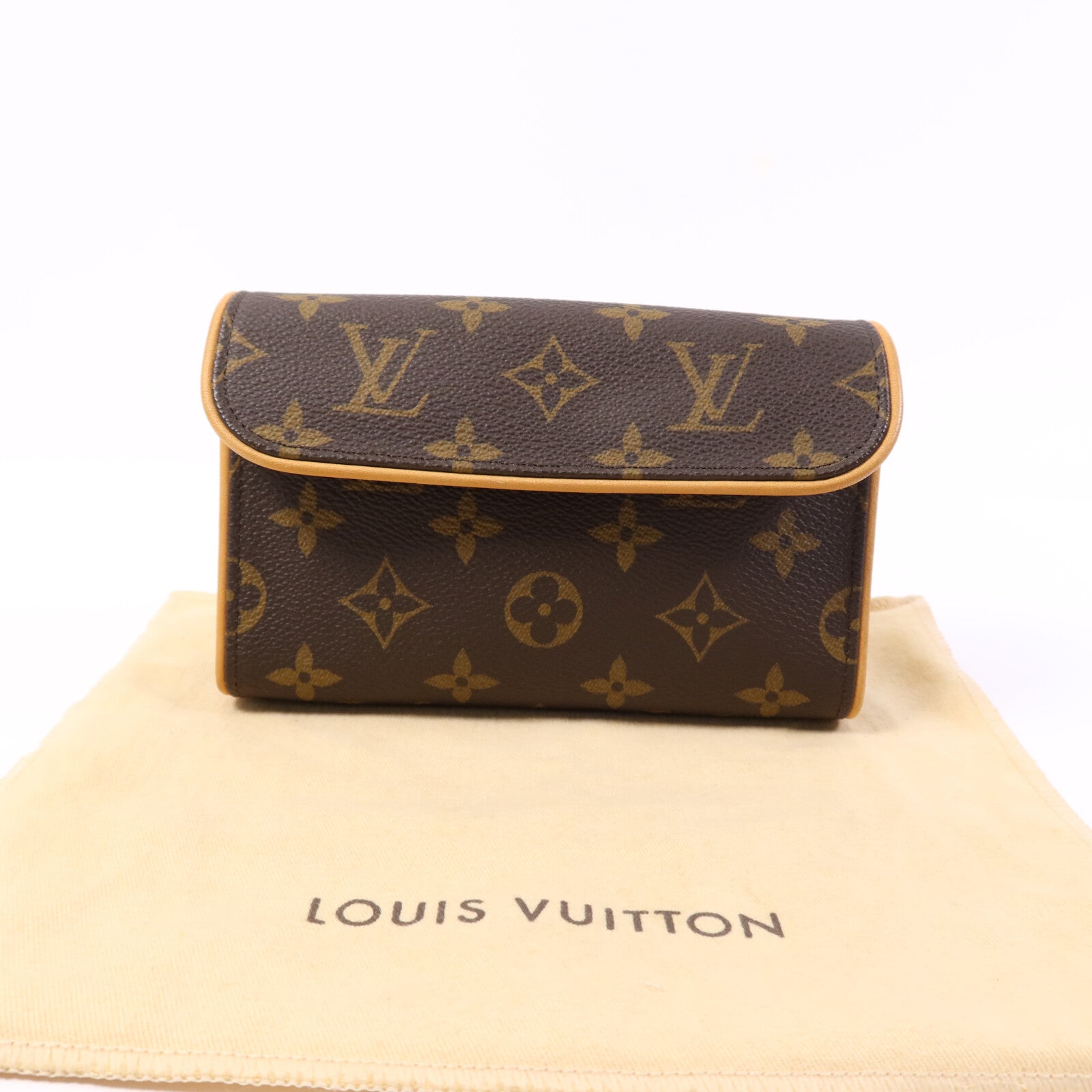 LOUIS VUITTON Monogram Pochette Florentine金扣腰包棕色
