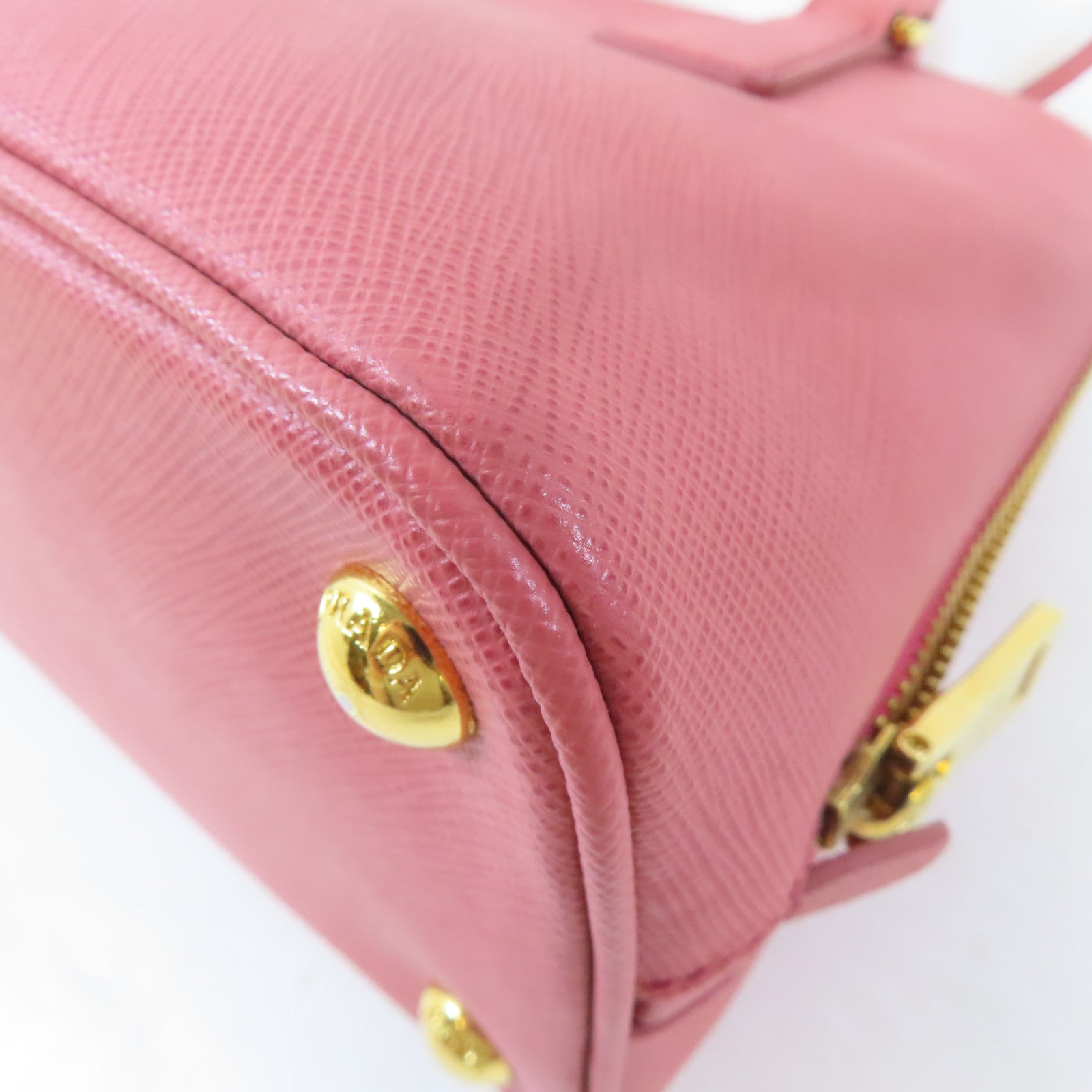 PRADA 牛皮皮革2 Way Shoulder金扣手挽肩背兩用袋粉紅色