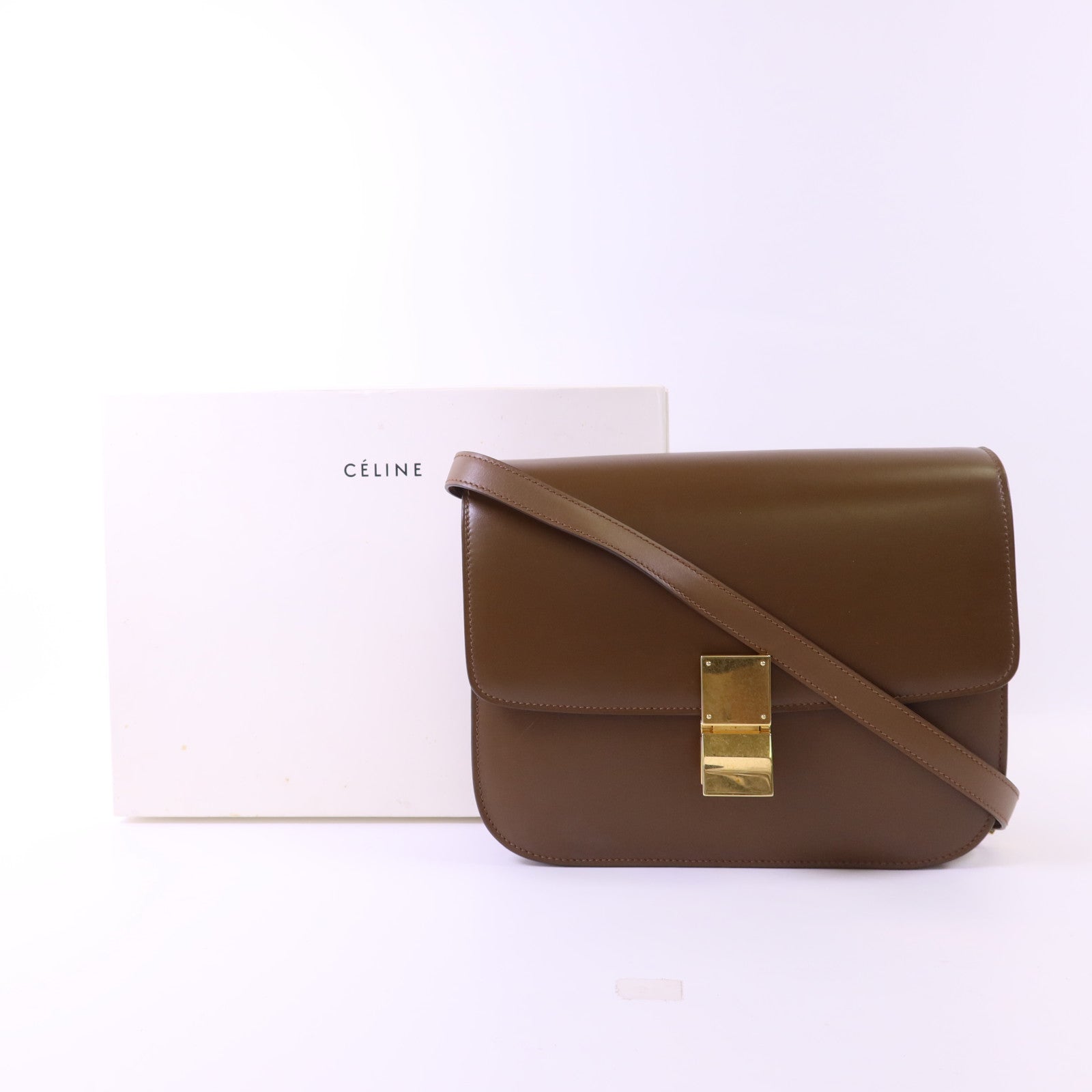 CELINE 牛皮皮革Classic Box金扣肩背袋