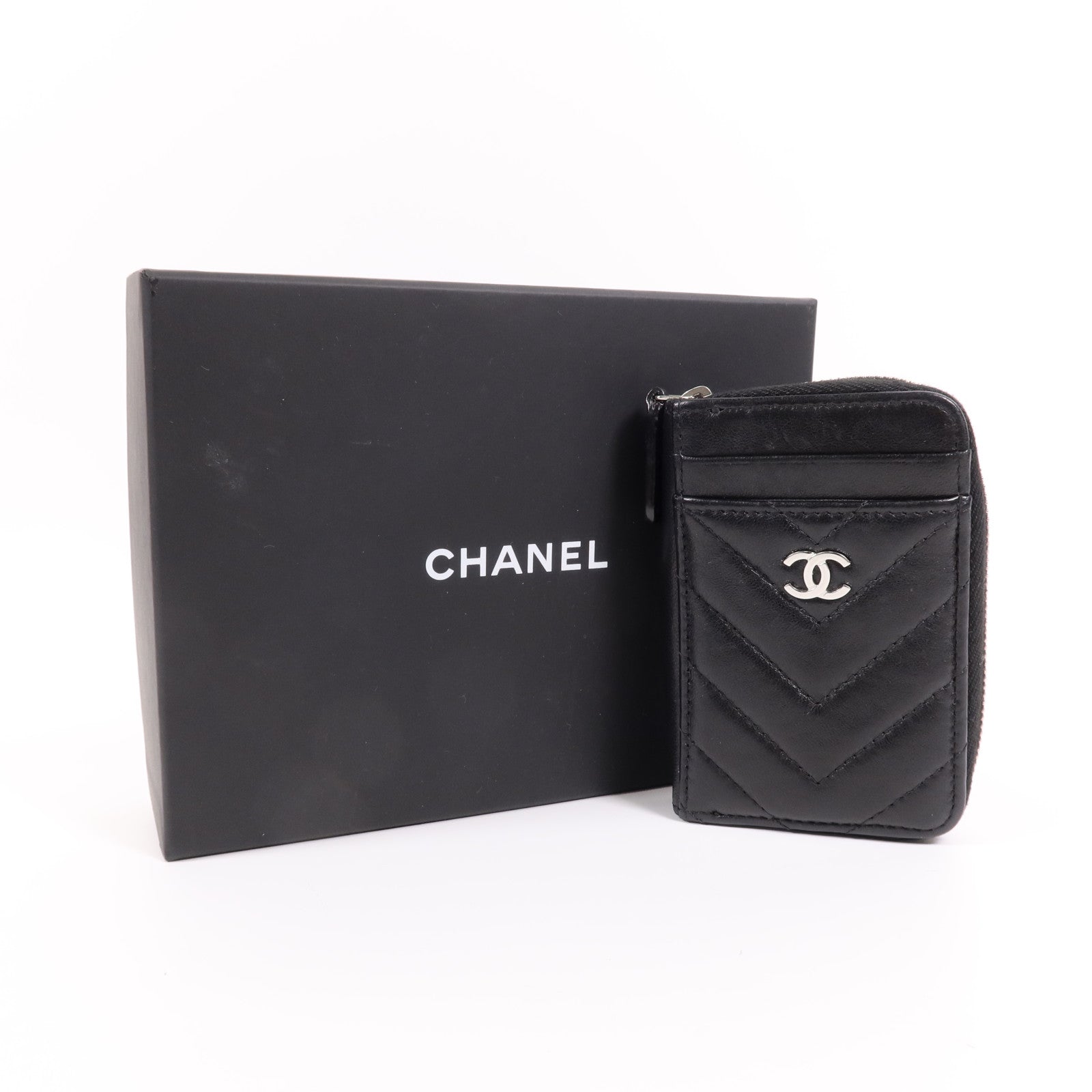 CHANEL 羊皮皮革Card Case銀扣卡片套