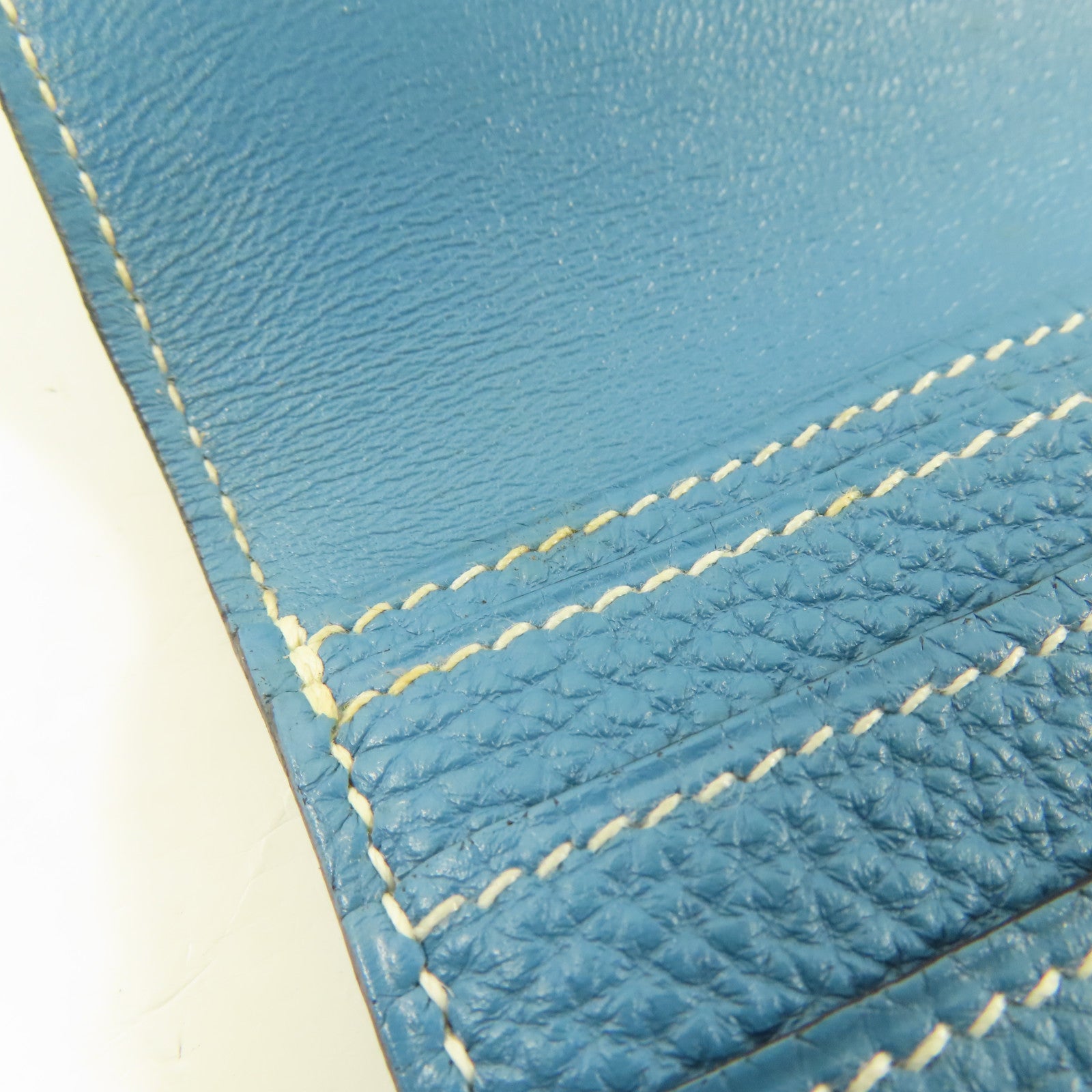 HERMES Clemence皮革Dogon MM銀扣長錢包Blue Jeans/藍色