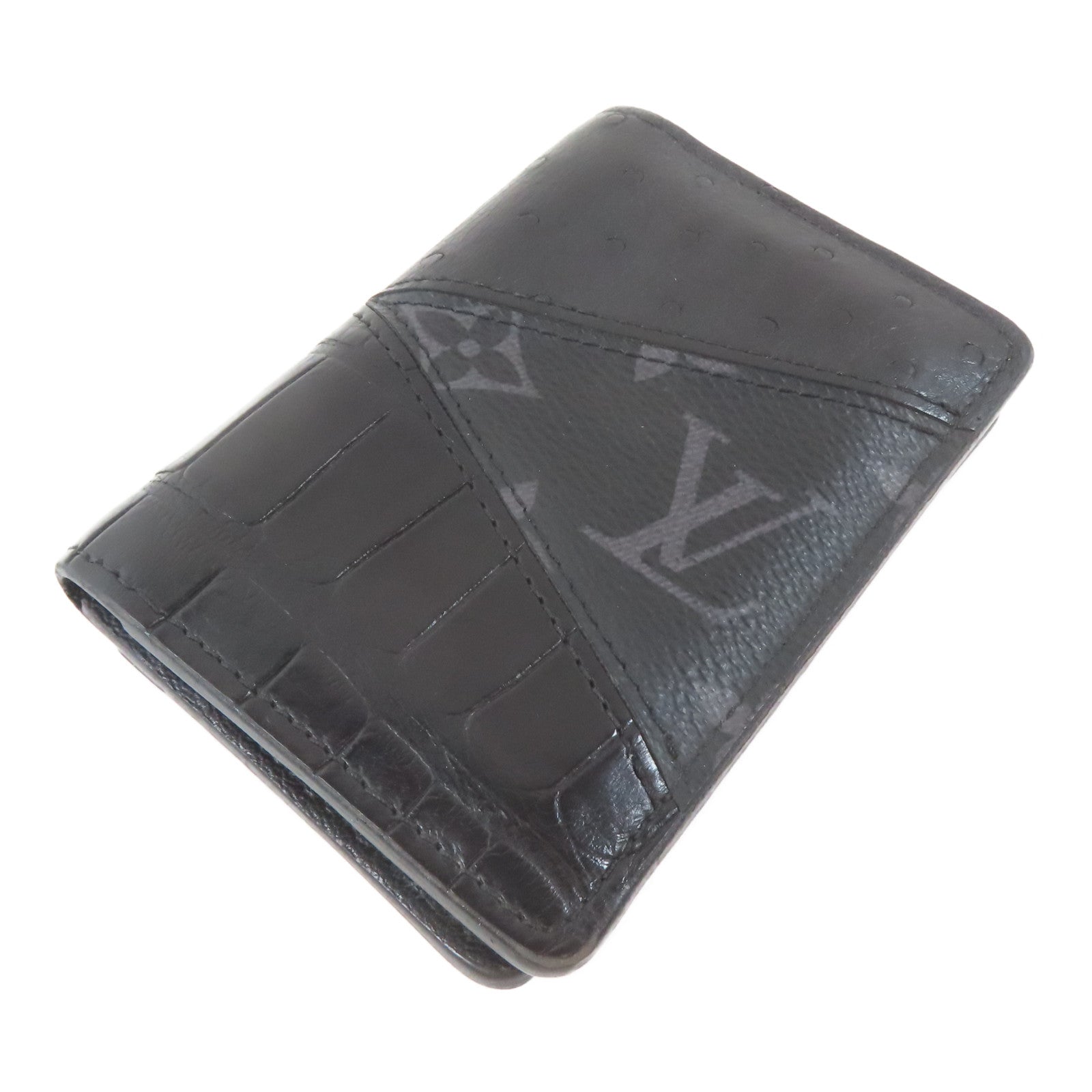 LOUIS VUITTON 牛皮皮革/鱷魚皮革/鴕鳥皮革Card Case卡片套黑色