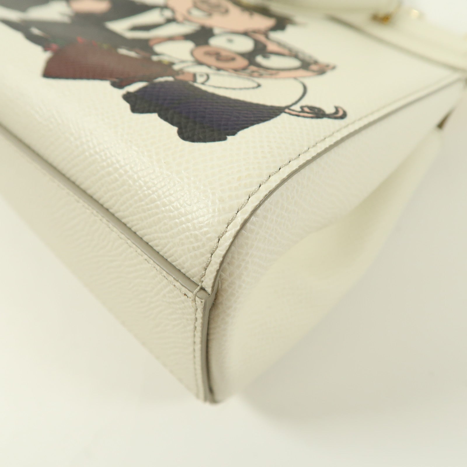 D&G 皮革2 Way Shoulder Bag Family Pig Bianco金扣手挽肩背兩用袋白色