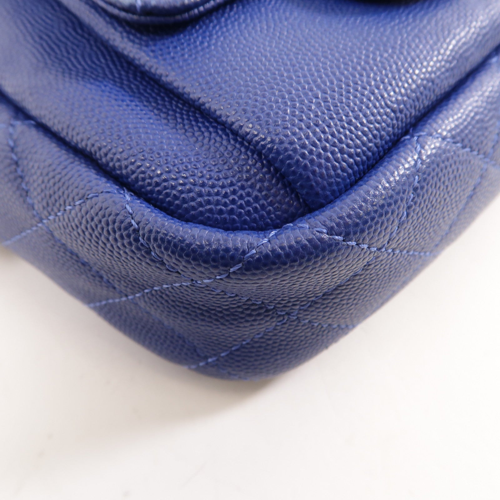 CHANEL 【激減優惠】菱格牛皮皮革Chain Shoulder金扣鏈帶肩背袋藍色