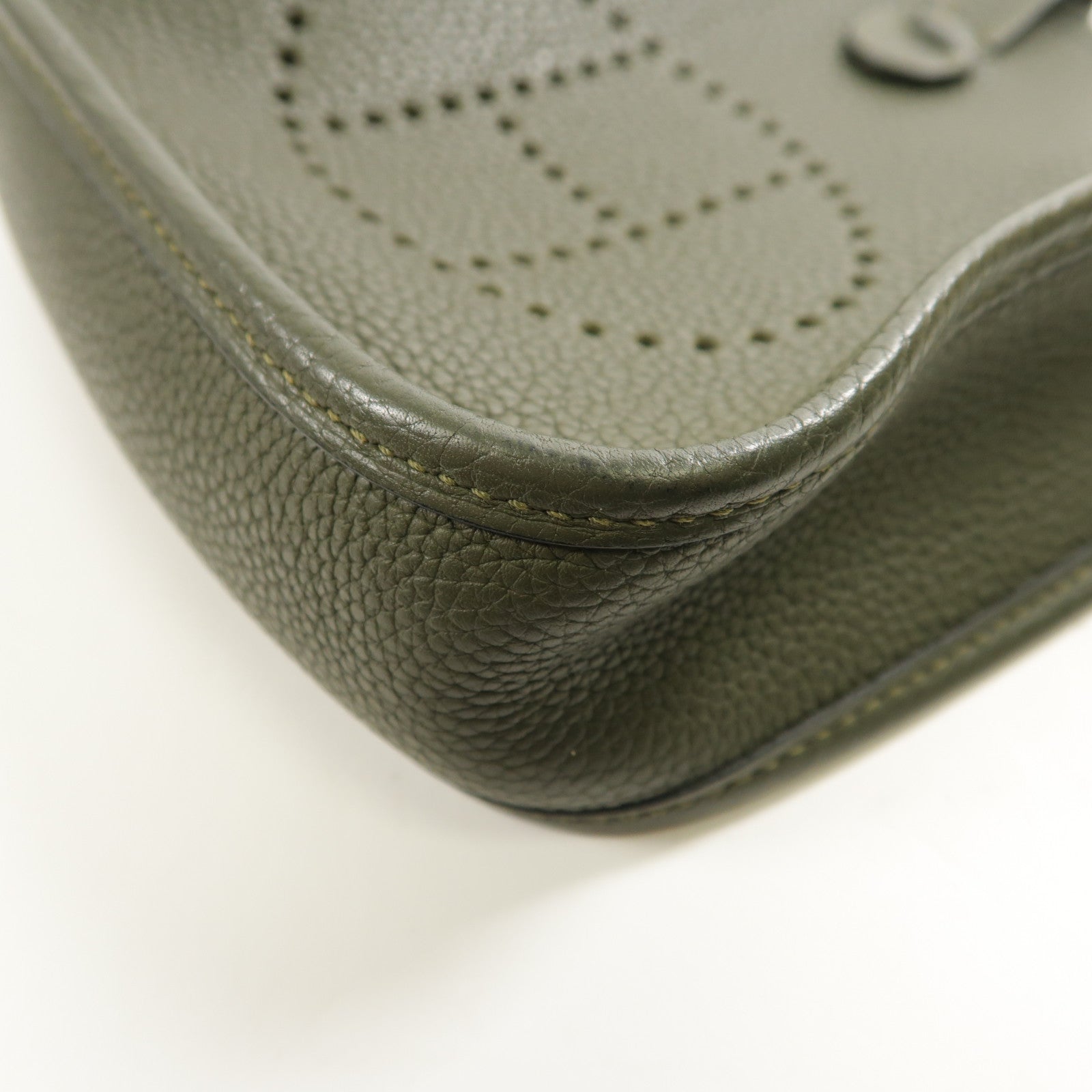 HERMES Clemence皮革Evelyne TPM銀扣肩背袋Vert Maquis