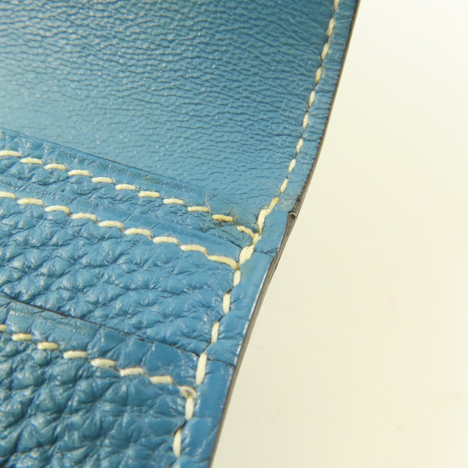 HERMES Clemence皮革Dogon MM銀扣長錢包Blue Jeans/藍色