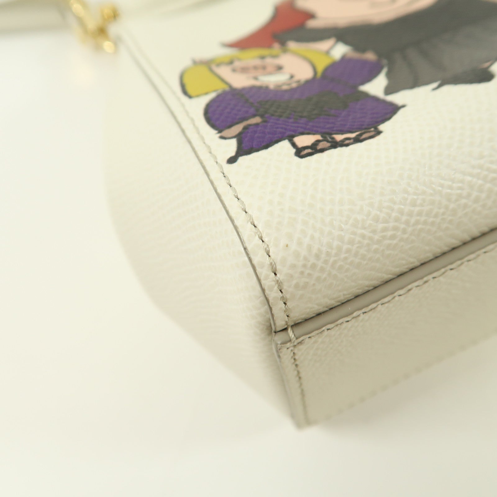 D&G 皮革2 Way Shoulder Bag Family Pig Bianco金扣手挽肩背兩用袋白色