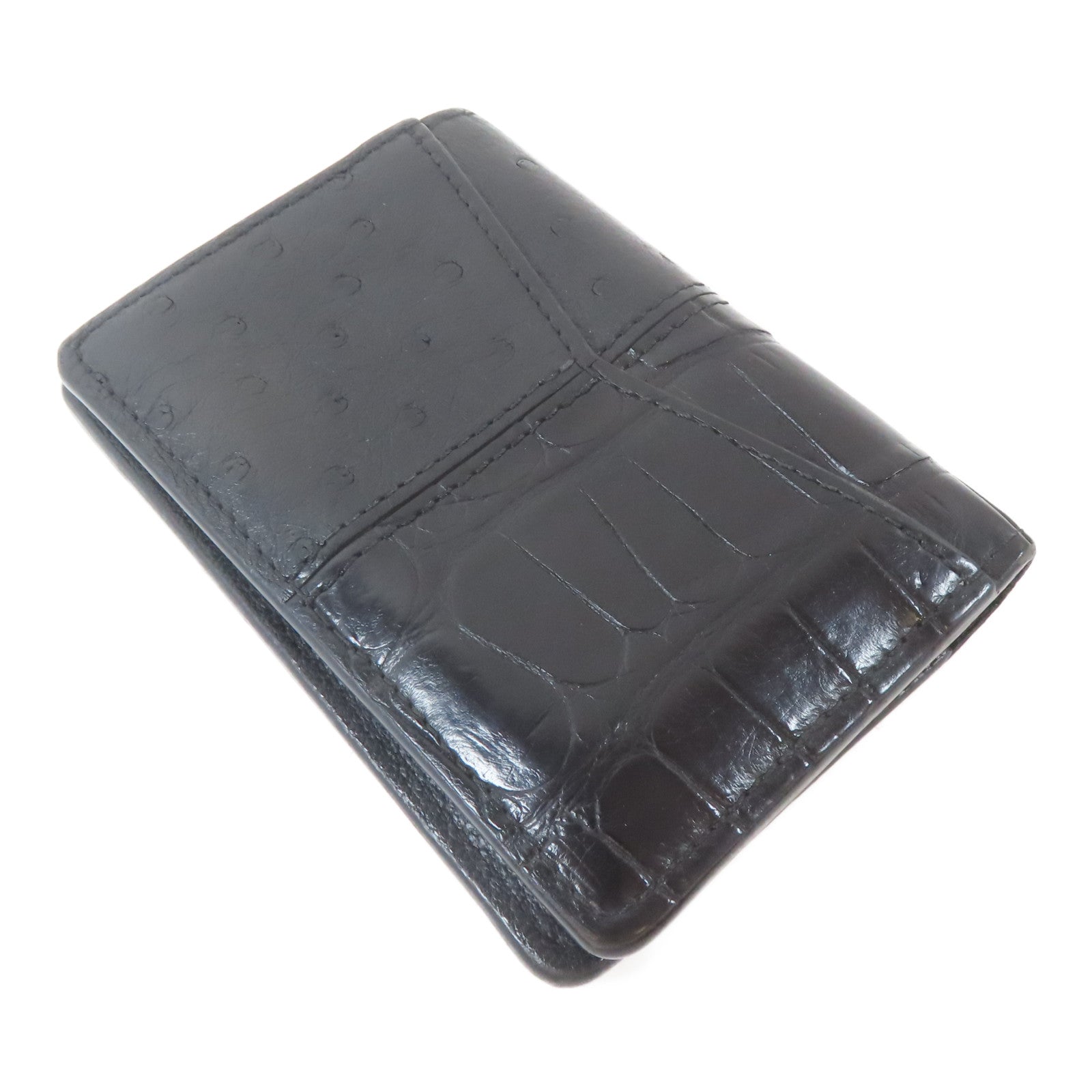 LOUIS VUITTON 牛皮皮革/鱷魚皮革/鴕鳥皮革Card Case卡片套黑色