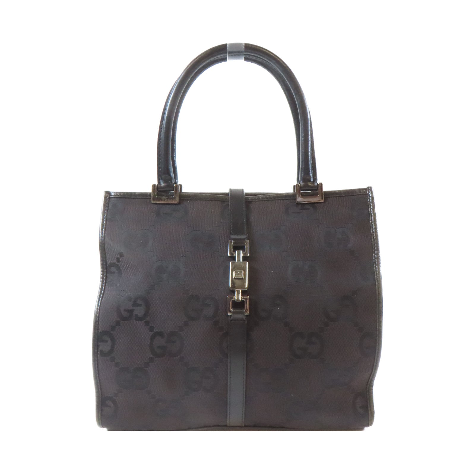 GUCCI 【激減優惠】帆布Hand Bag銀扣手挽袋黑色