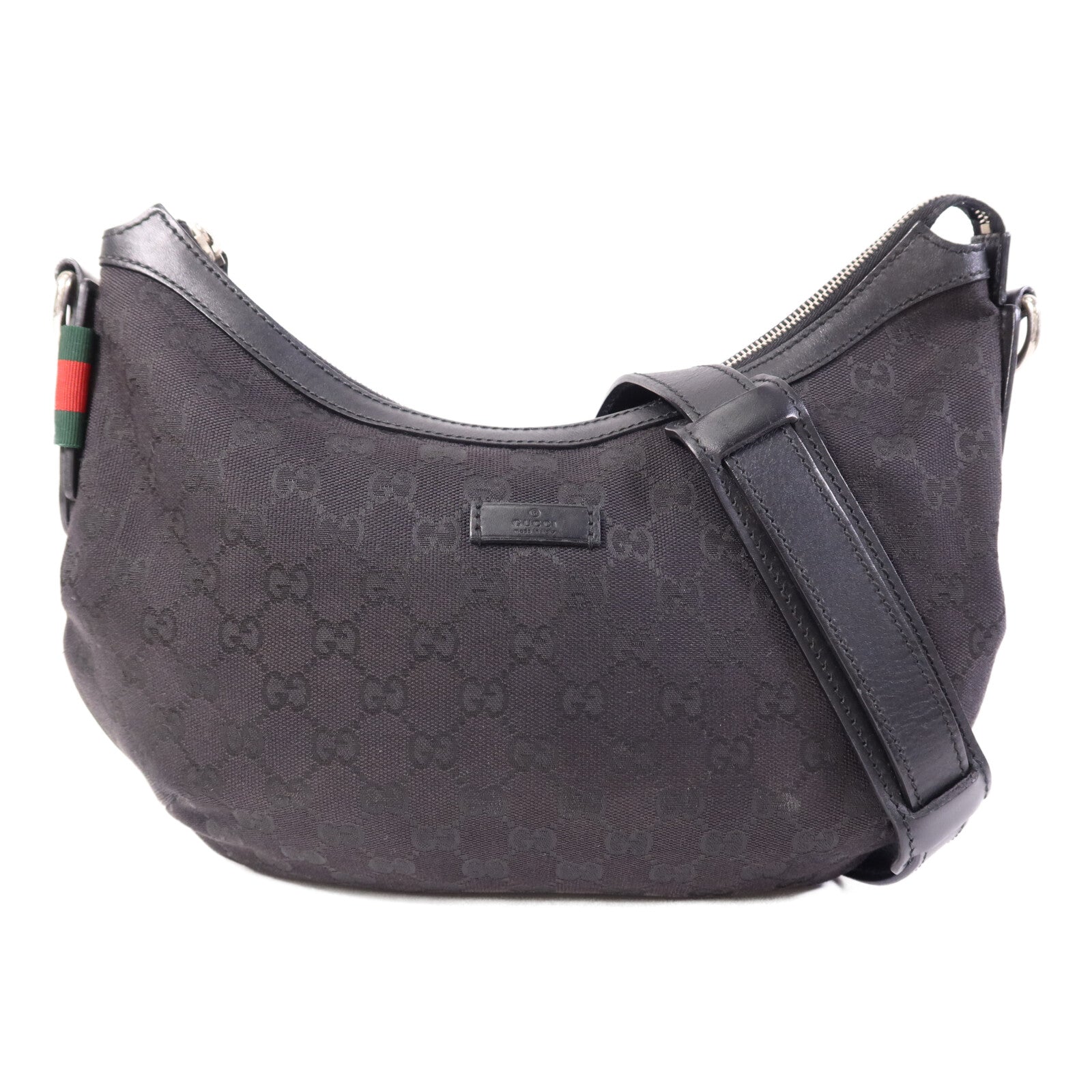 GUCCI 帆布Shoulder Bag銀扣肩背袋
