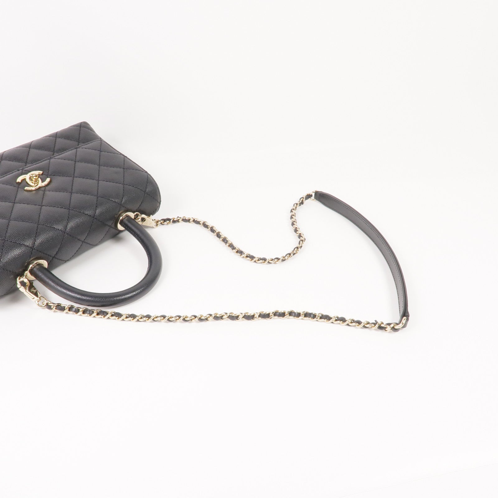 CHANEL 牛皮皮革CoCo Handle Small金扣手挽肩背兩用袋
