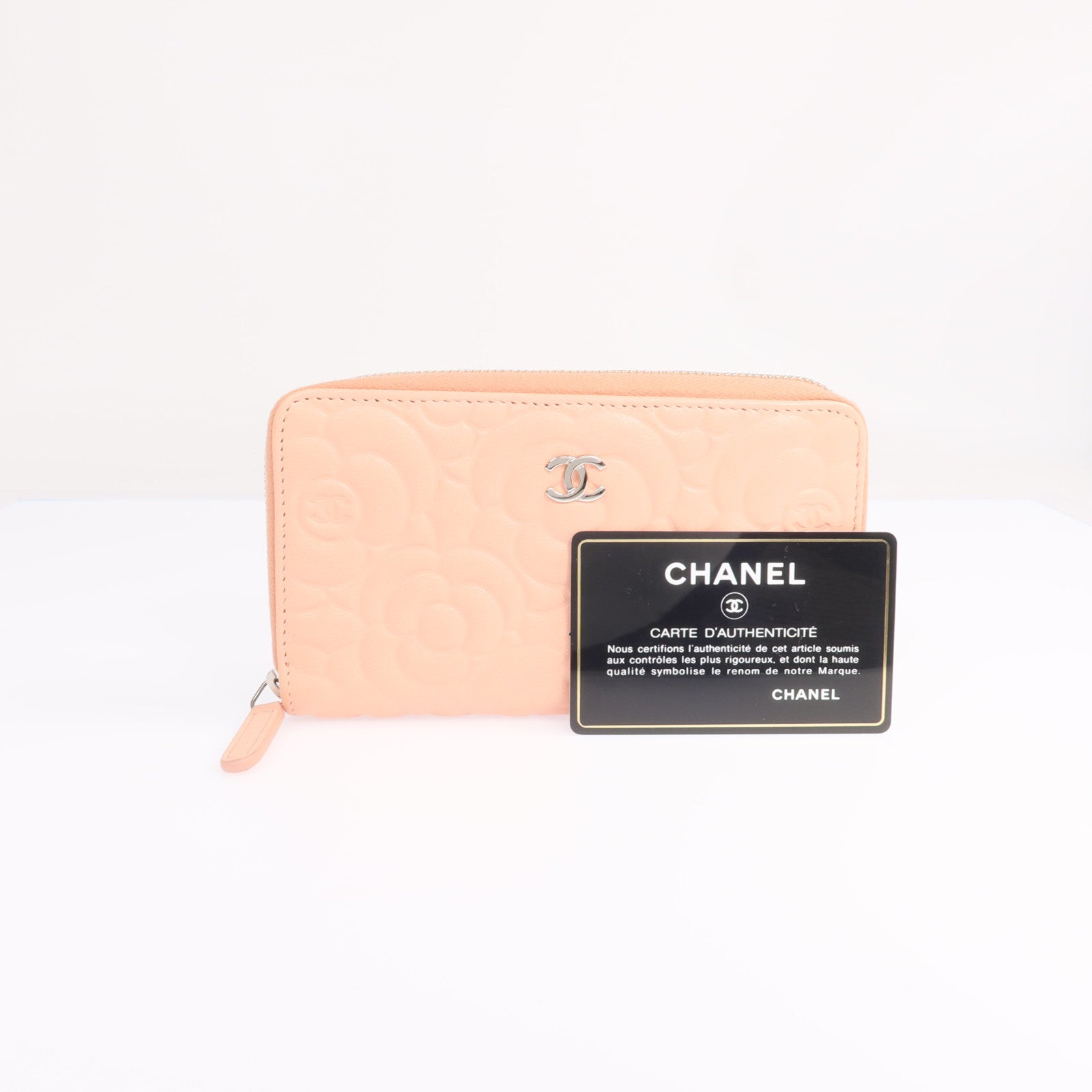 CHANEL 【激減優惠】羊皮皮革Zipper long Wallet銀扣長錢包