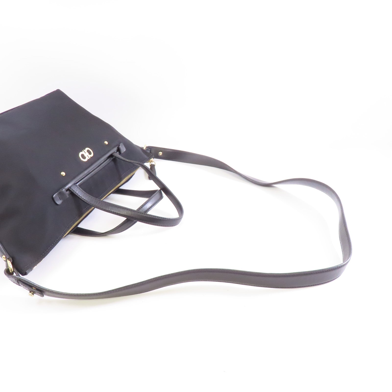Salvatore Ferragamo 尼龍2way Shoulder Bag金扣手挽肩背兩用袋黑色