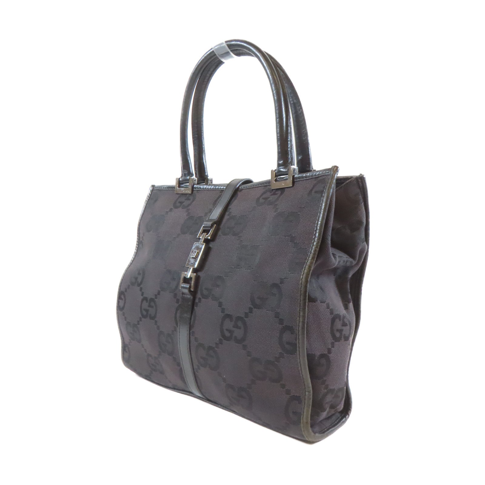 GUCCI 【激減優惠】帆布Hand Bag銀扣手挽袋黑色