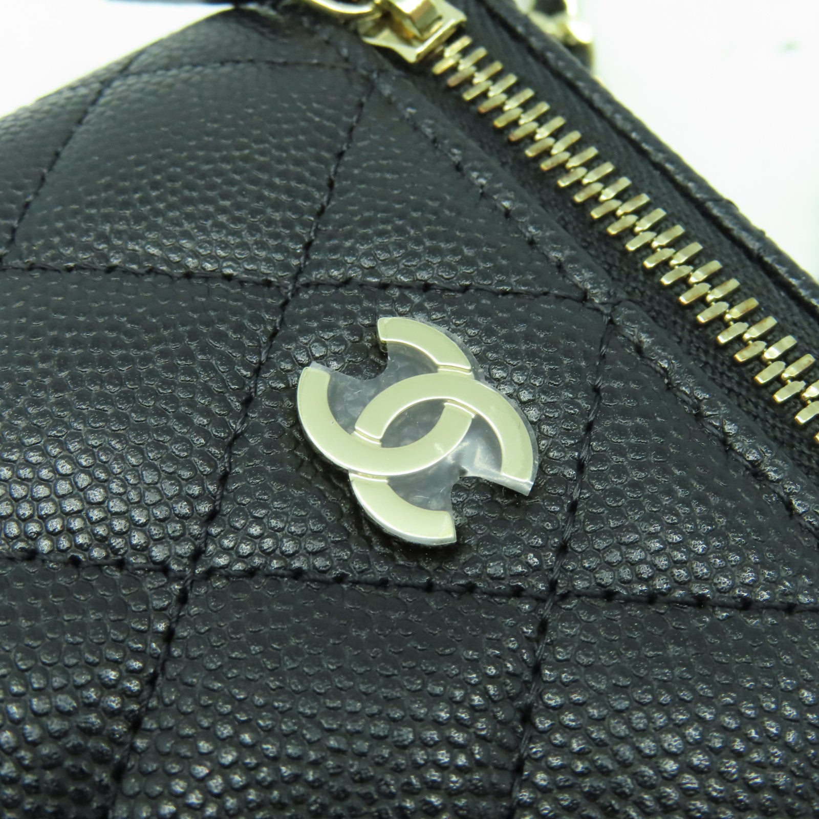 CHANEL 【激減優惠】菱格Caviar皮革Mini Cigarette Box金扣鏈帶肩背袋黑色