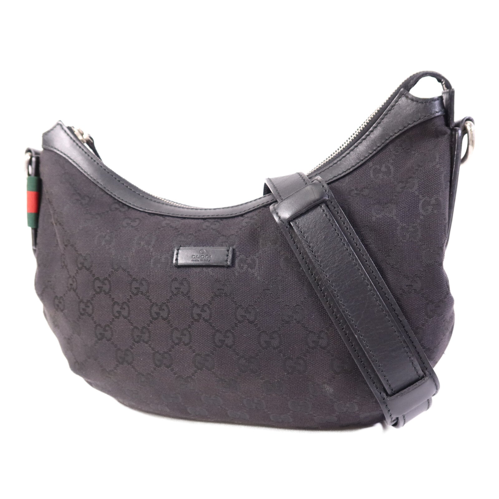 GUCCI 帆布Shoulder Bag銀扣肩背袋