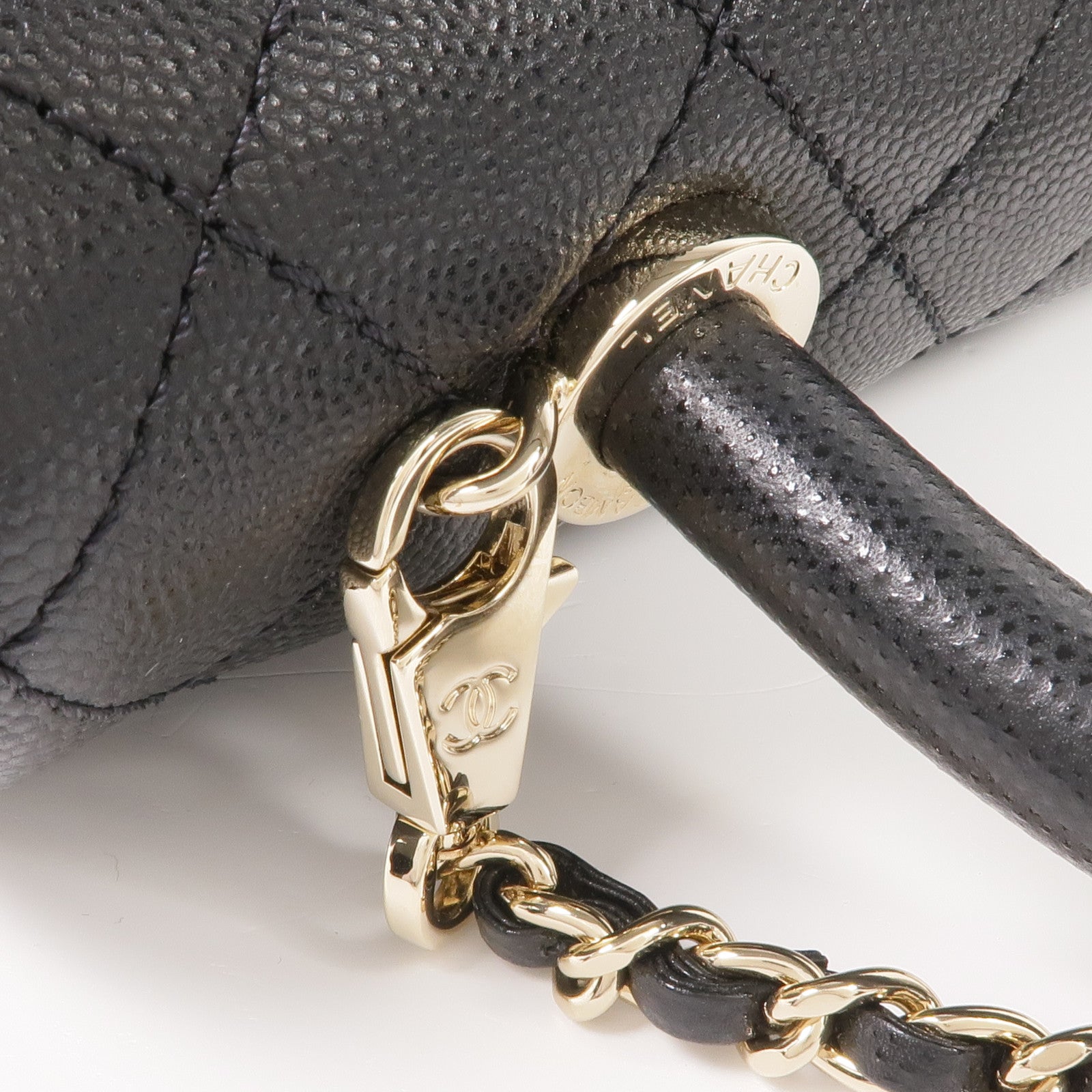 CHANEL 牛皮皮革CoCo Handle Small金扣手挽肩背兩用袋