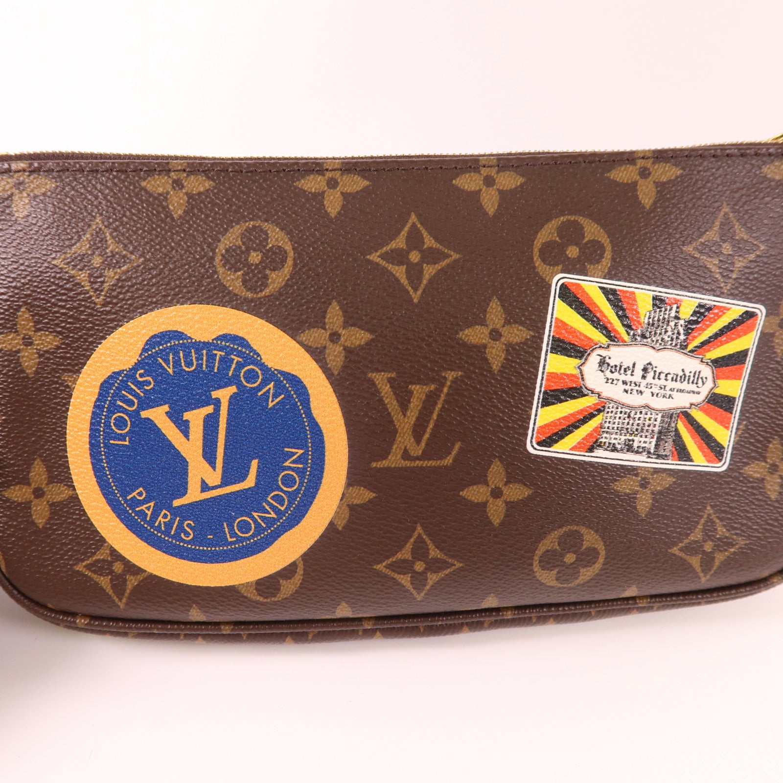 LOUIS VUITTON Monogram Multi Pochette Accessoires金扣手挽肩背兩用袋棕色