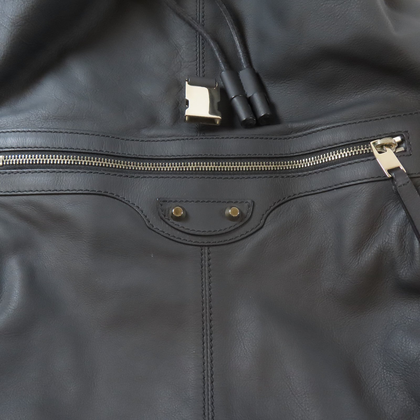 BALENCIAGA 牛皮皮革Rucksack銀扣背包黑色