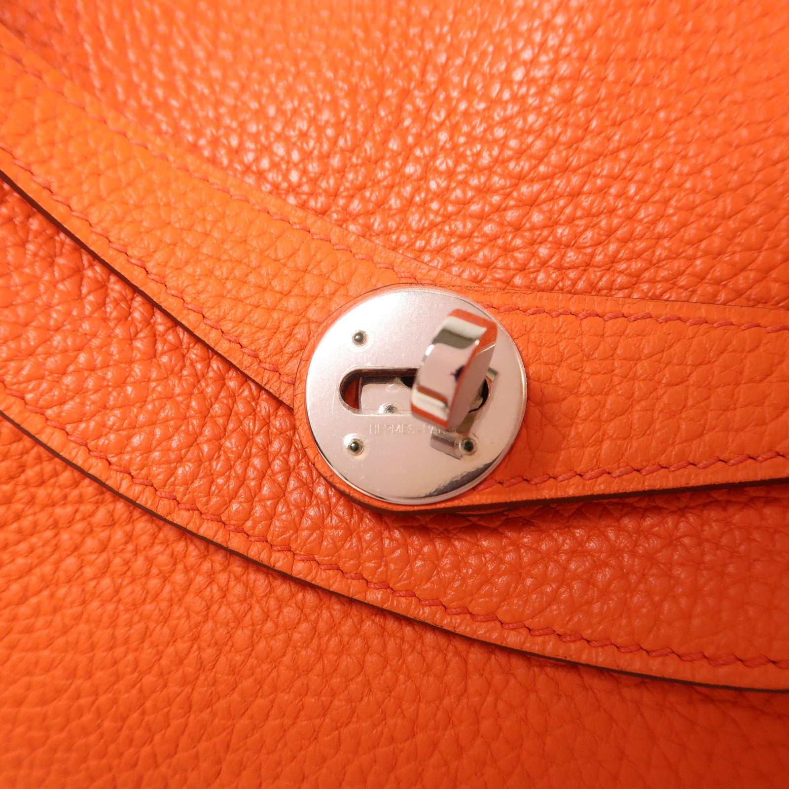 HERMES Clemence皮革Lindy 30銀扣手挽肩背兩用袋Feu
