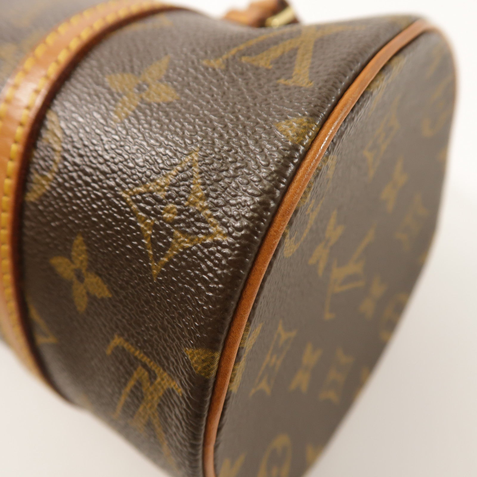 LOUIS VUITTON Monogram Papillon金扣手挽袋棕色