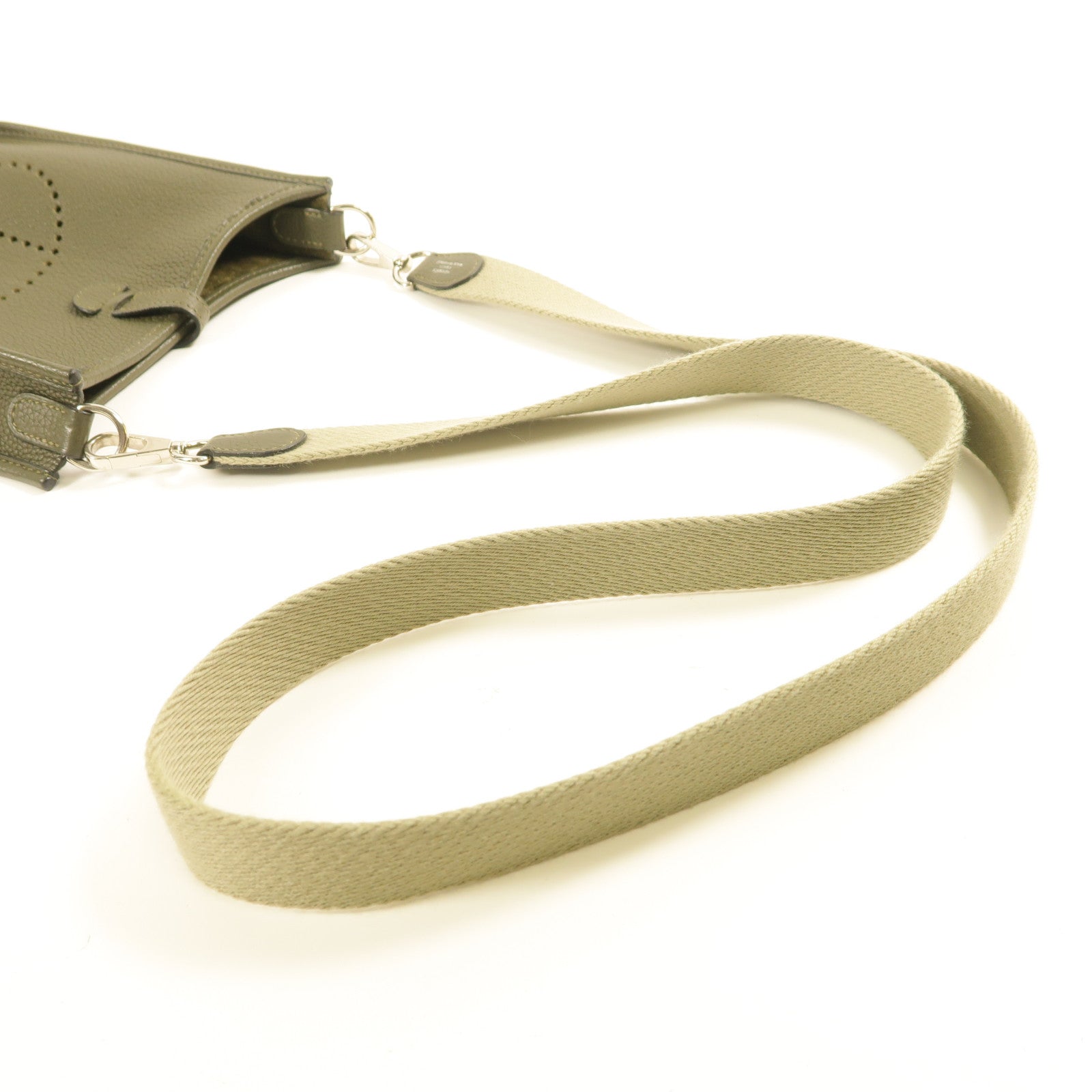 HERMES Clemence皮革Evelyne TPM銀扣肩背袋Vert Maquis