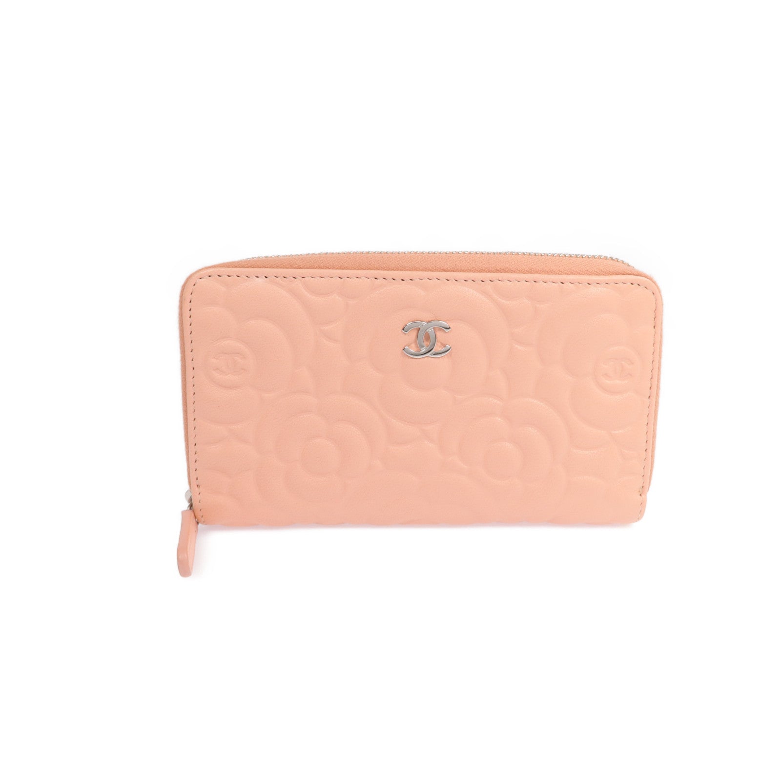 CHANEL 【激減優惠】羊皮皮革Zipper long Wallet銀扣長錢包
