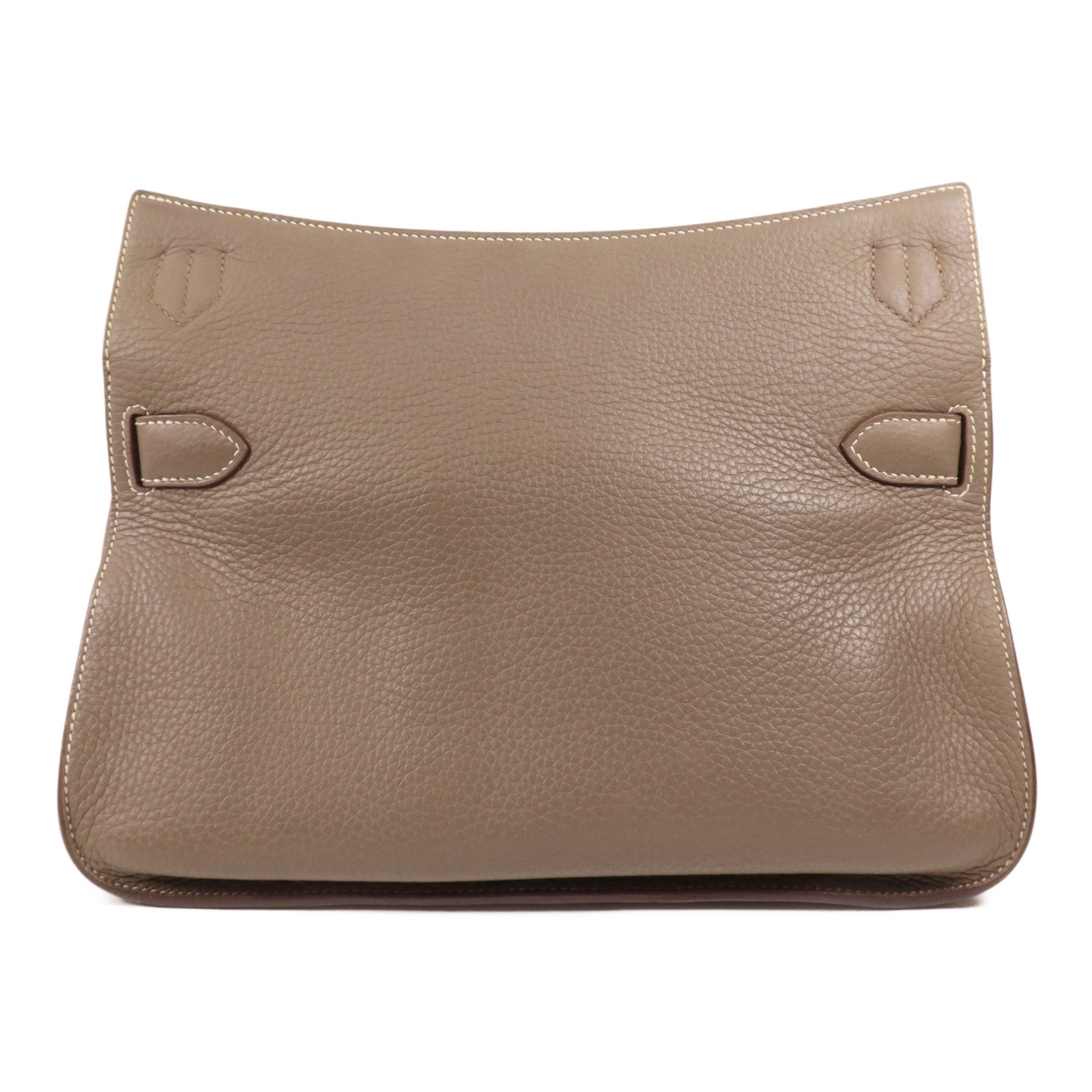 HERMES Clemence皮革Jypsiere銀扣肩背袋Etoupe