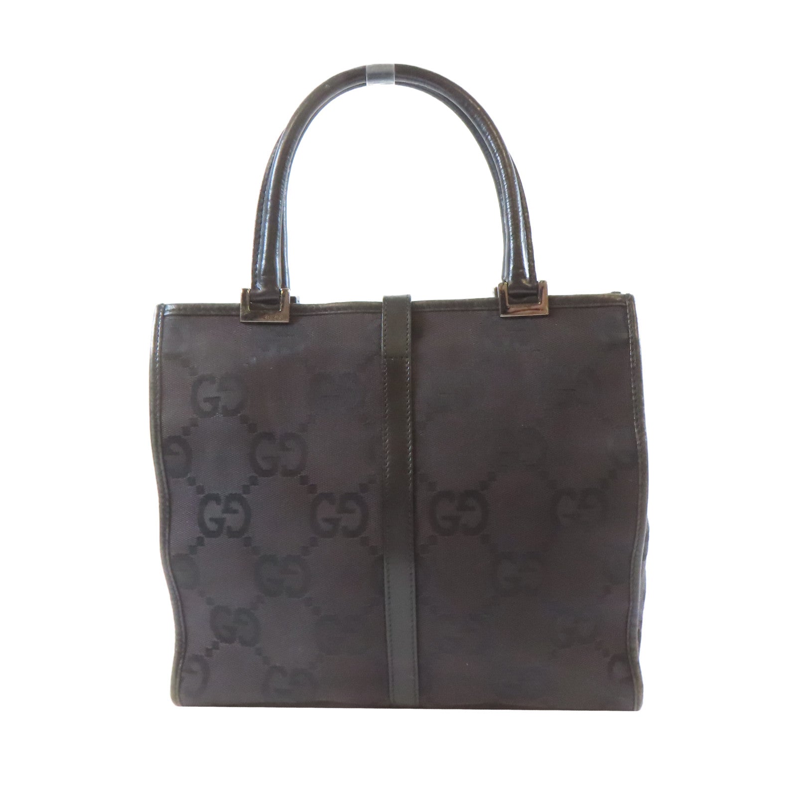 GUCCI 【激減優惠】帆布Hand Bag銀扣手挽袋黑色