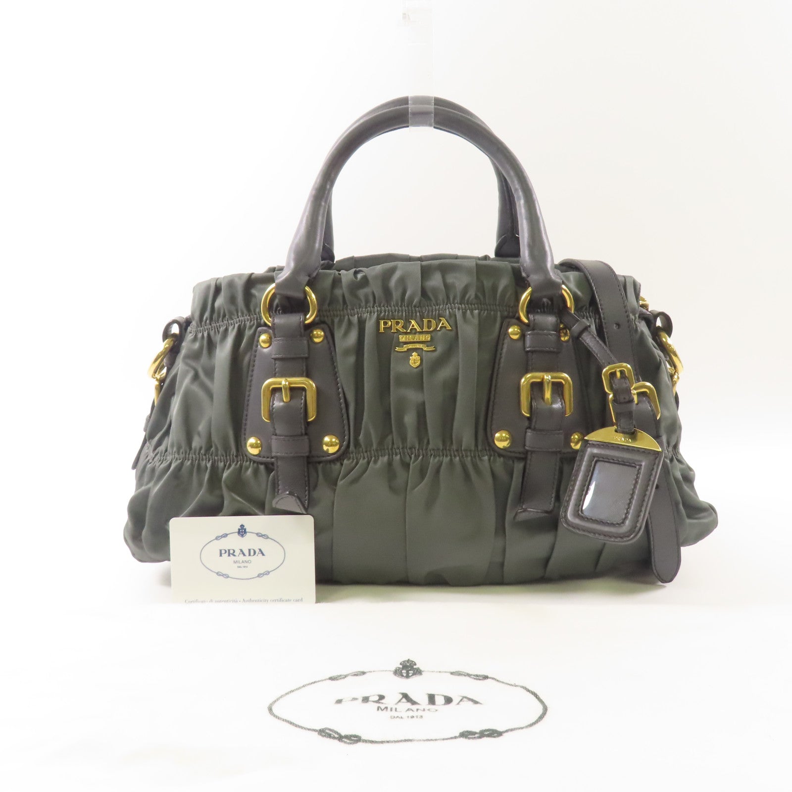 PRADA 尼龍2wayショルダーバッグ金扣手挽肩背兩用袋
