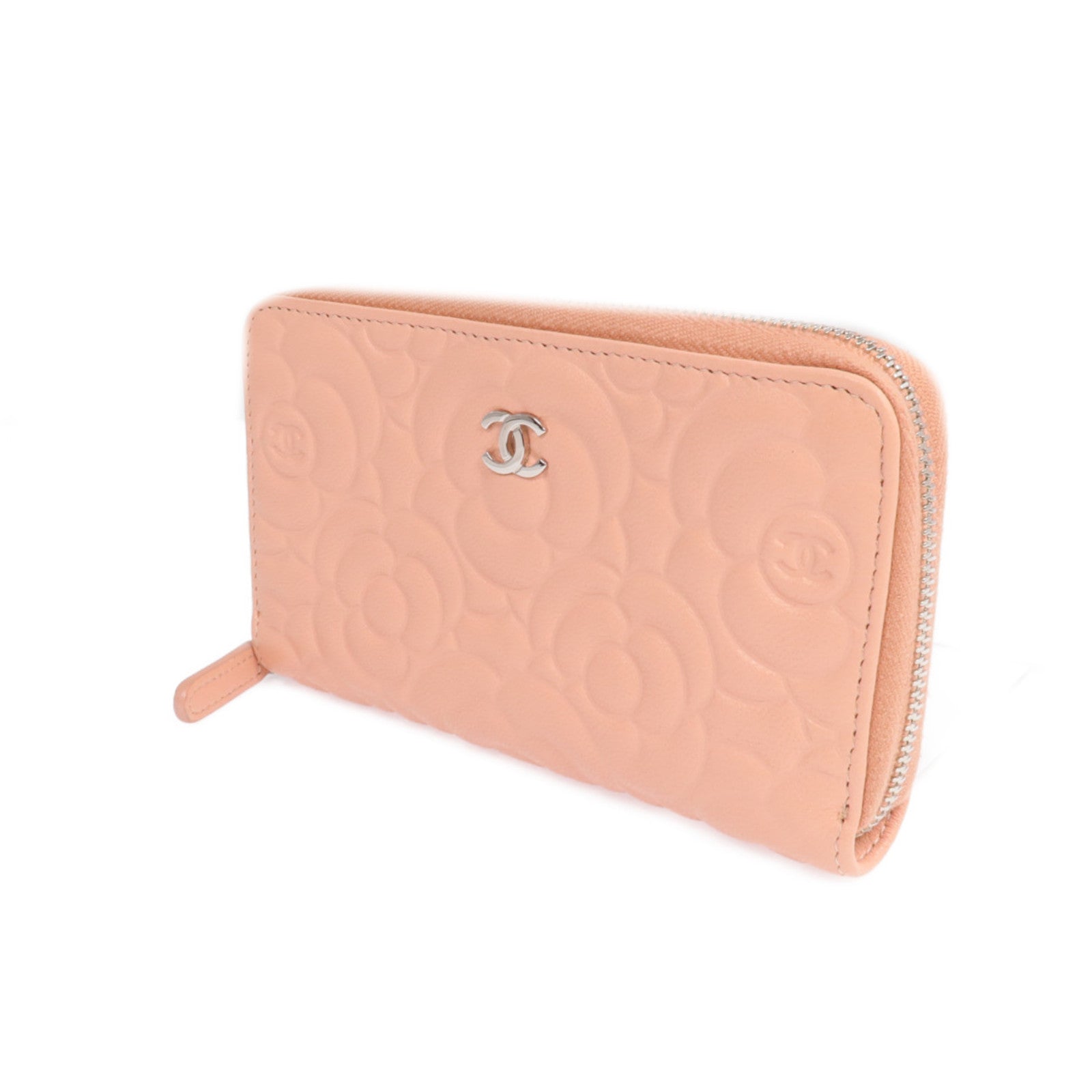 CHANEL 【激減優惠】羊皮皮革Zipper long Wallet銀扣長錢包