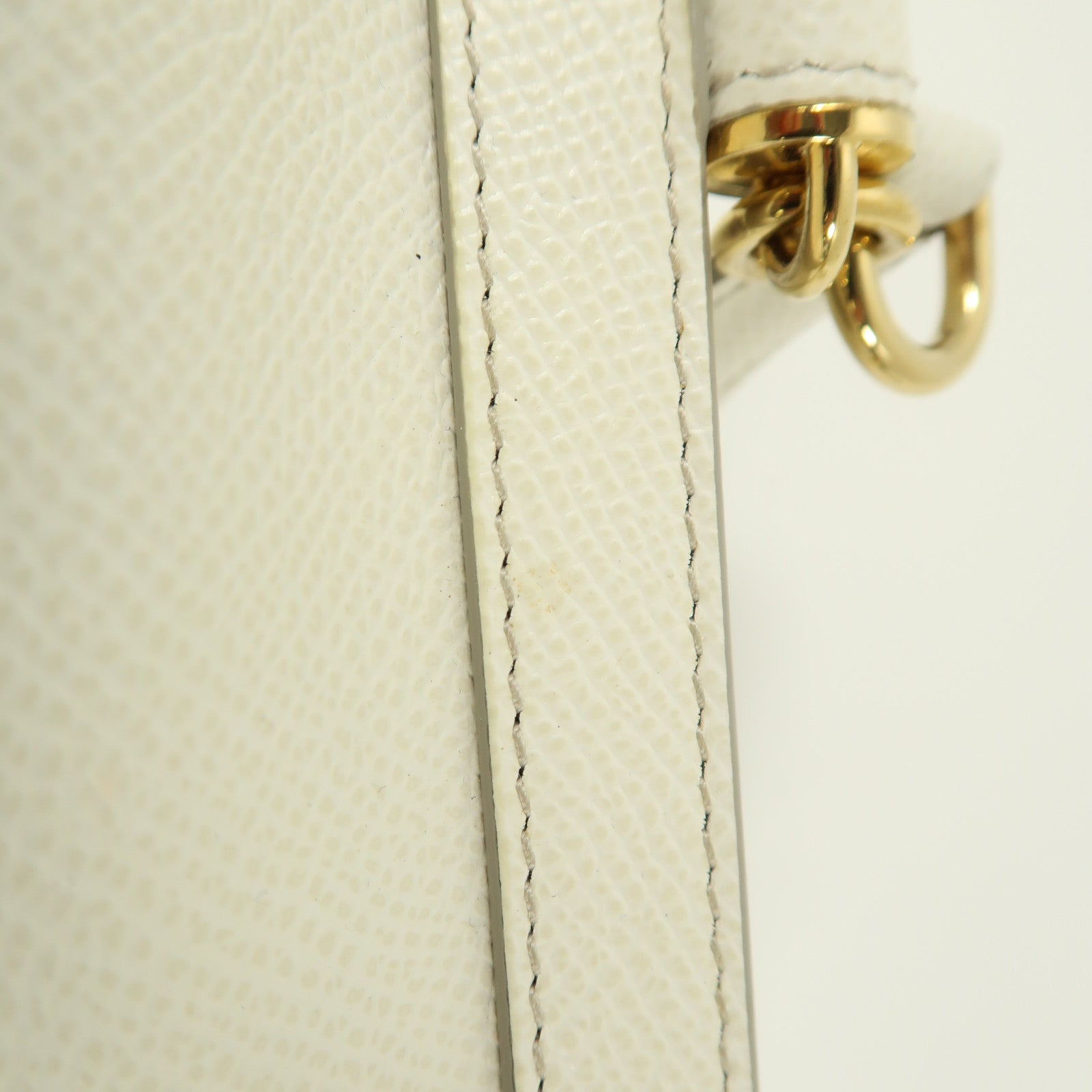 D&G 【激減優惠】皮革2 Way Shoulder Bag Family Pig Bianco金扣手挽肩背兩用袋白色