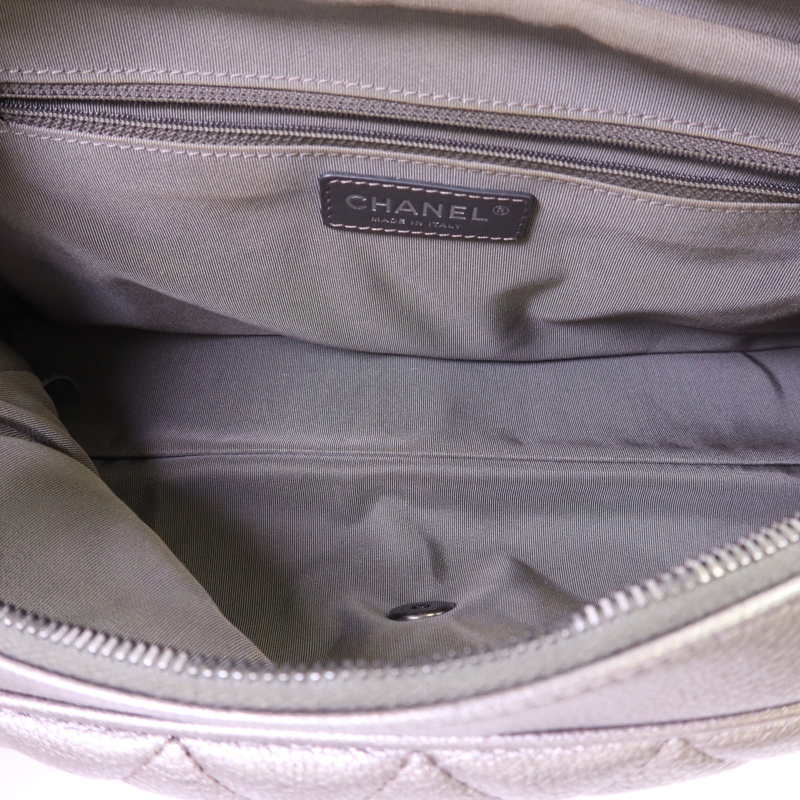 CHANEL 牛皮皮革Chain Shoulder銀扣鏈帶肩背袋