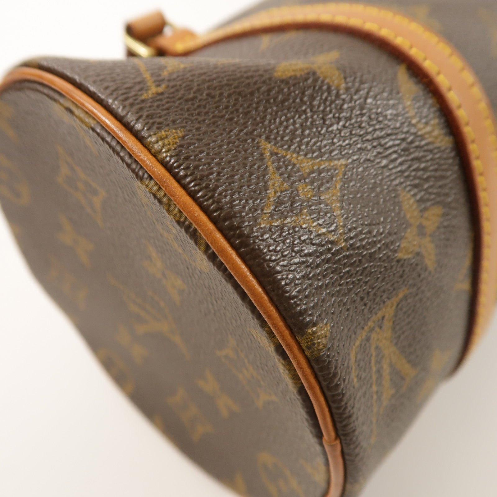 LOUIS VUITTON Monogram Papillon金扣手挽袋棕色