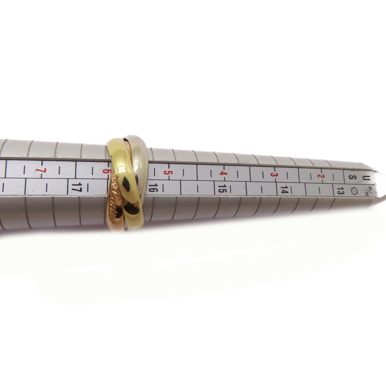 CARTIER 18K黃金/白金/玫瑰金Trinity戒指US#5.75/Cartier#51