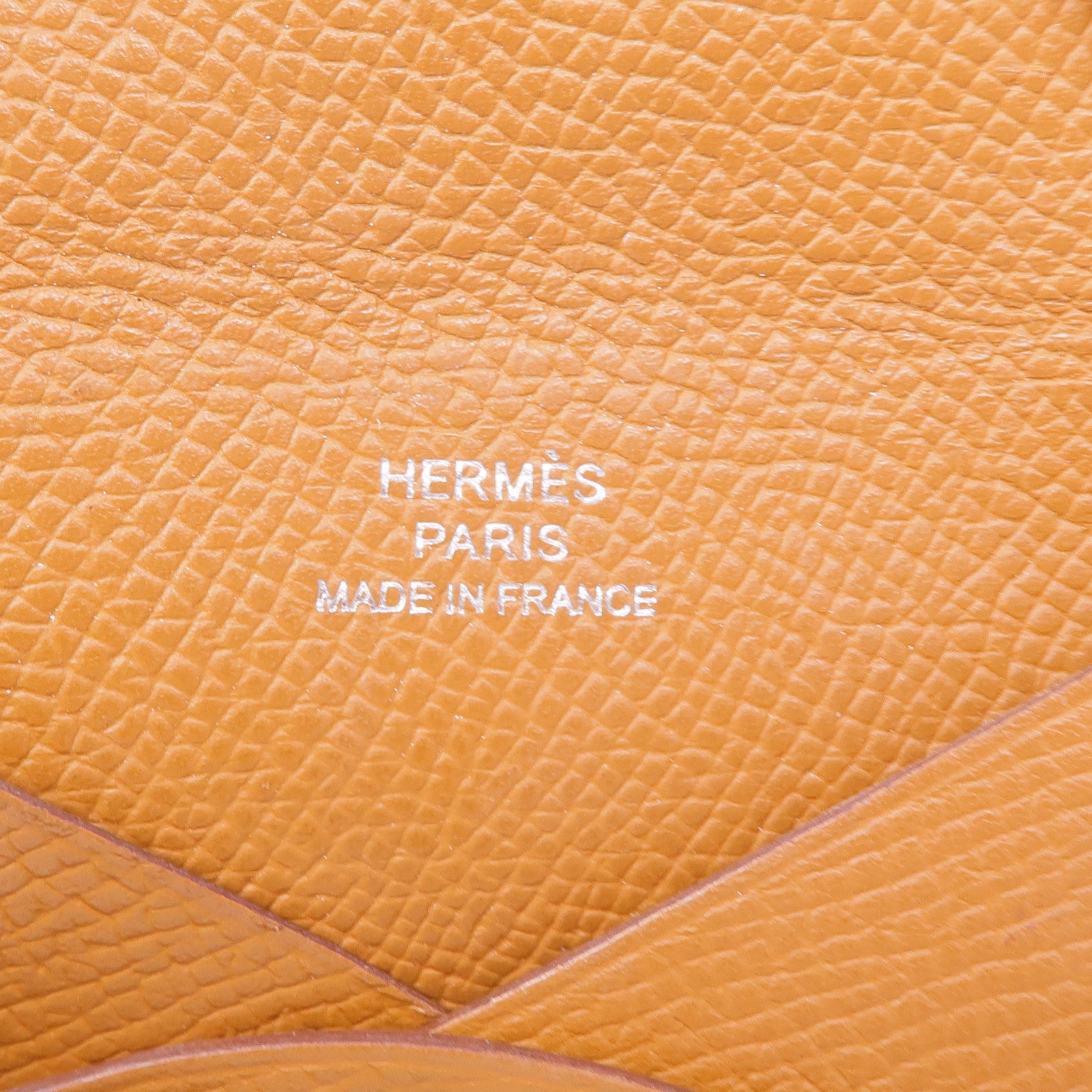 HERMES Epsom皮革Calvi Verso銀扣卡片套37 Gold