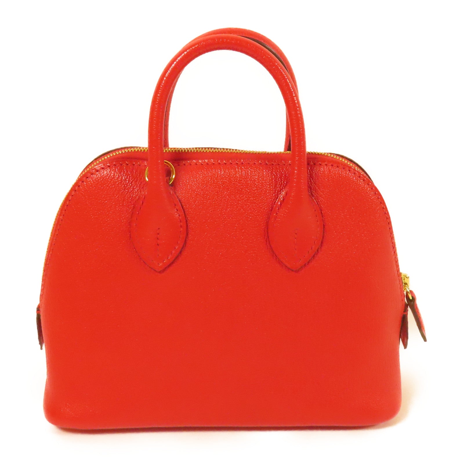 HERMES Chevre皮革Bolide 1923 Mini金扣手挽肩背兩用袋Rouge De Coeur
