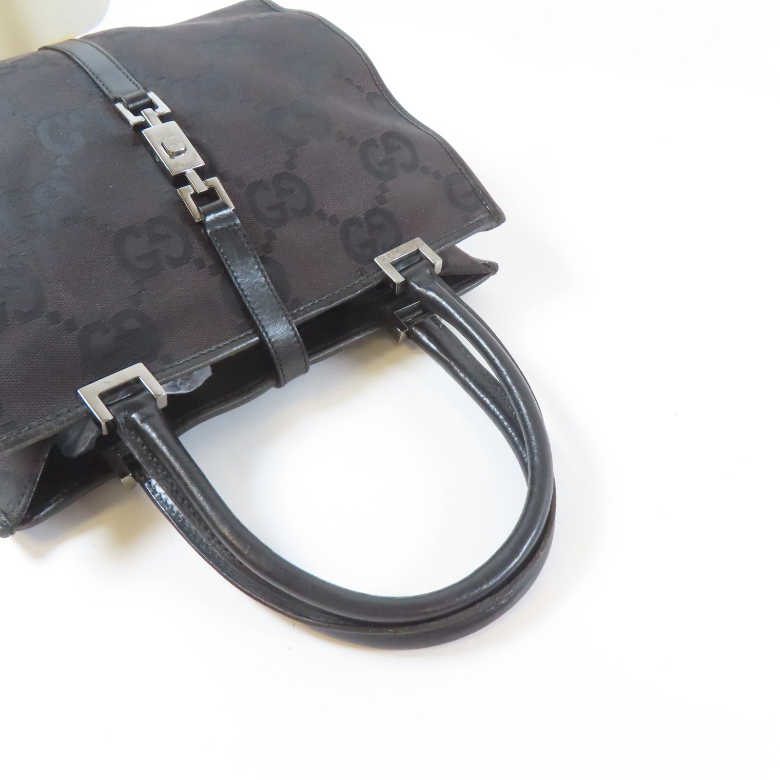 GUCCI 【激減優惠】帆布Hand Bag銀扣手挽袋黑色